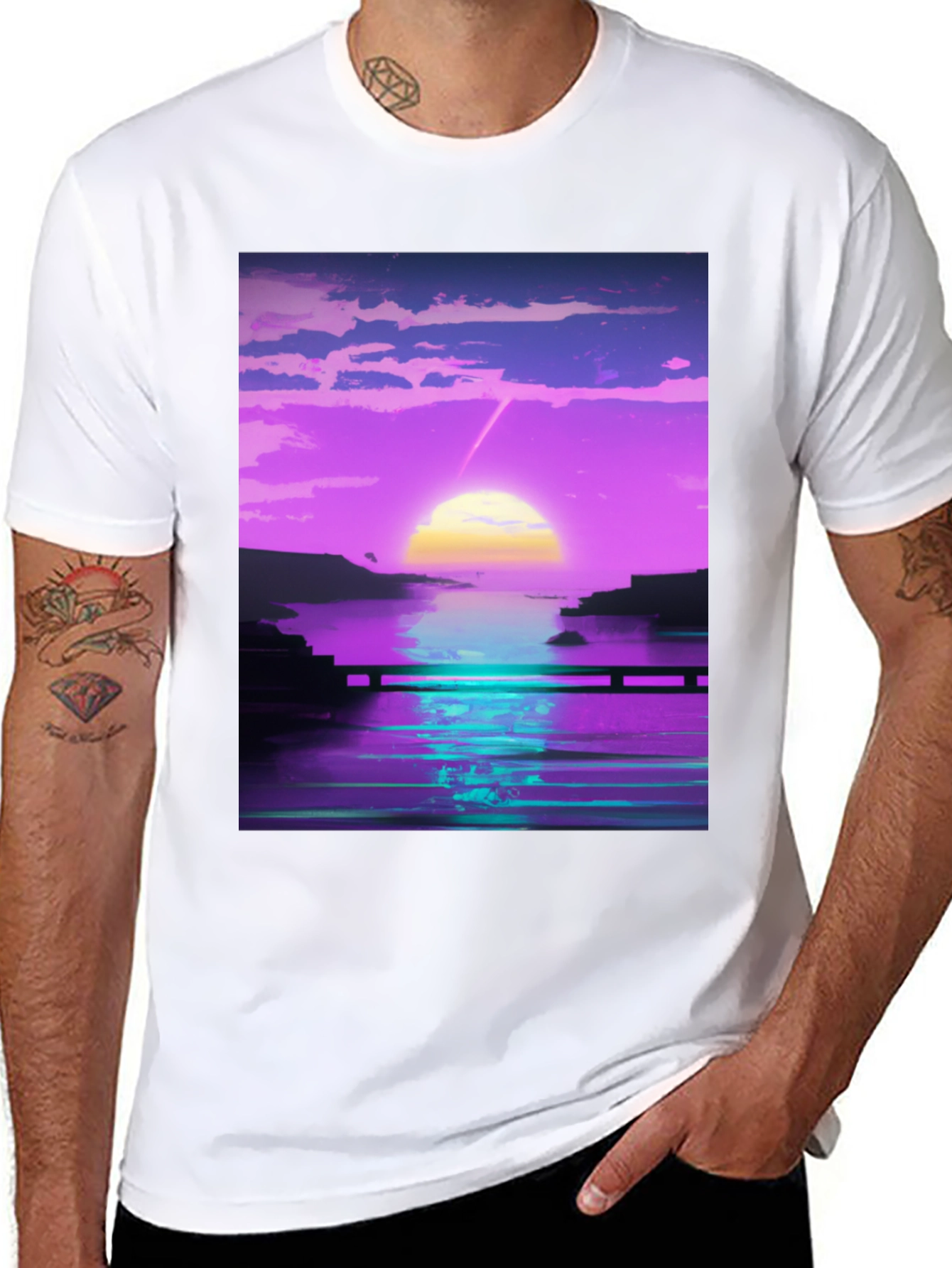 Vaporwave Sunset Graphic Tee - Retro Style