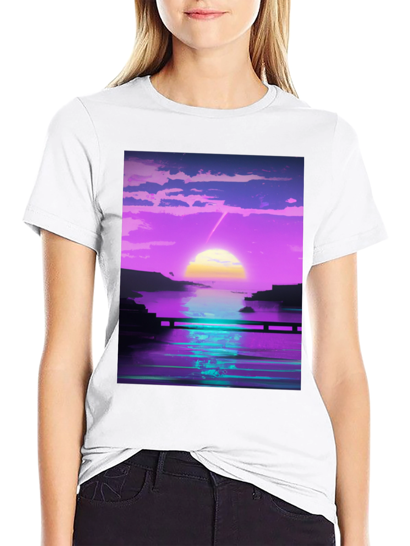 Vaporwave Sunset Graphic Tee - Retro Style