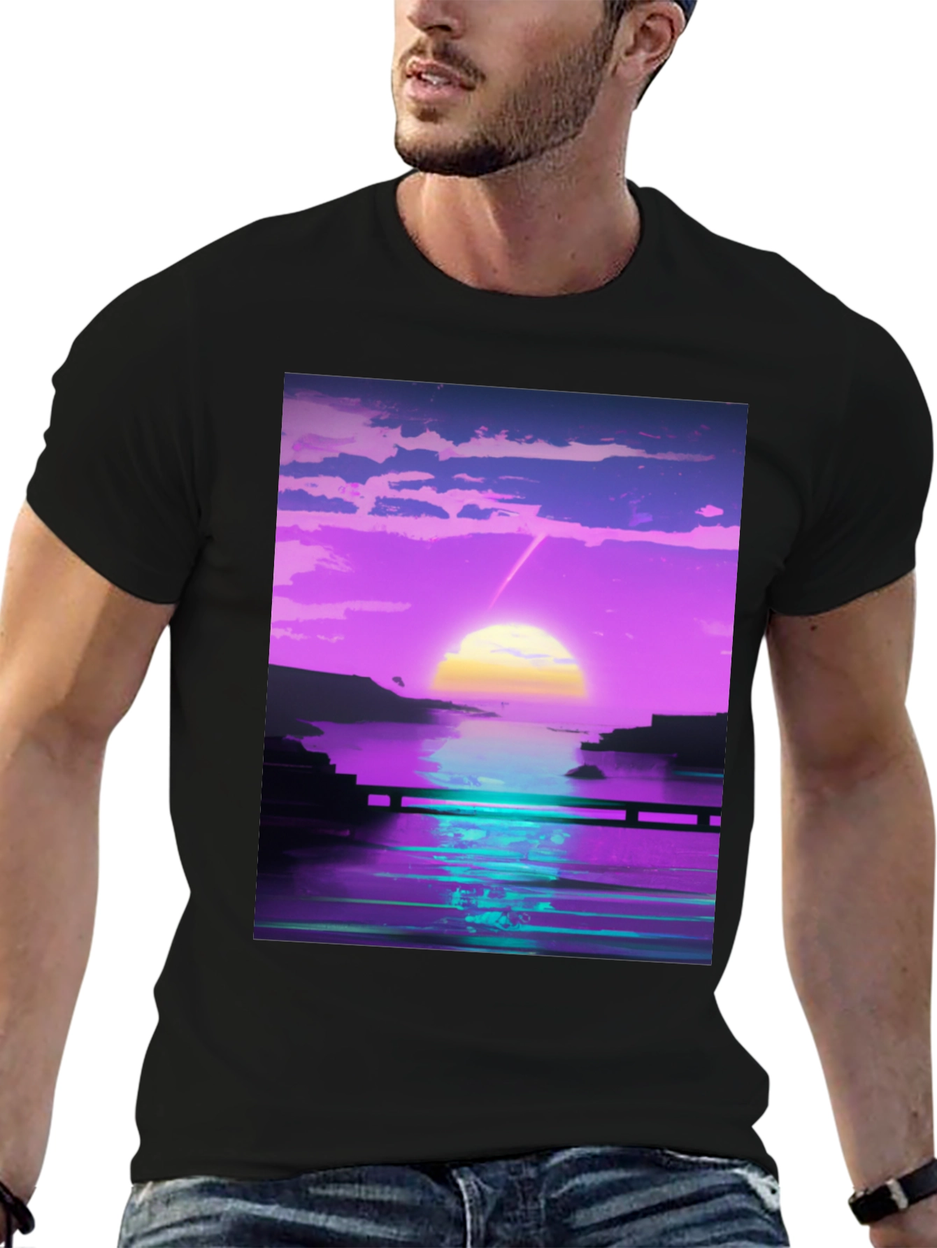 Vaporwave Sunset Graphic Tee - Retro Style