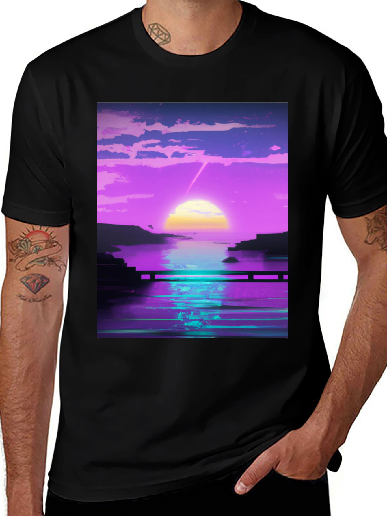 Vaporwave Sunset Graphic Tee - Retro Style