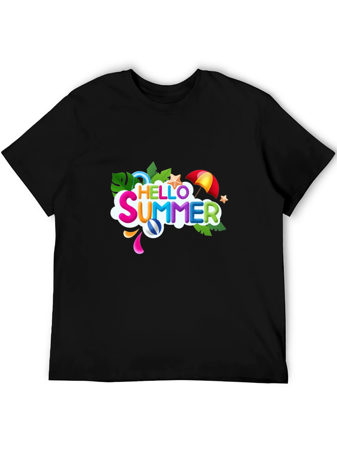 Hello Summer Black Graphic T-Shirt