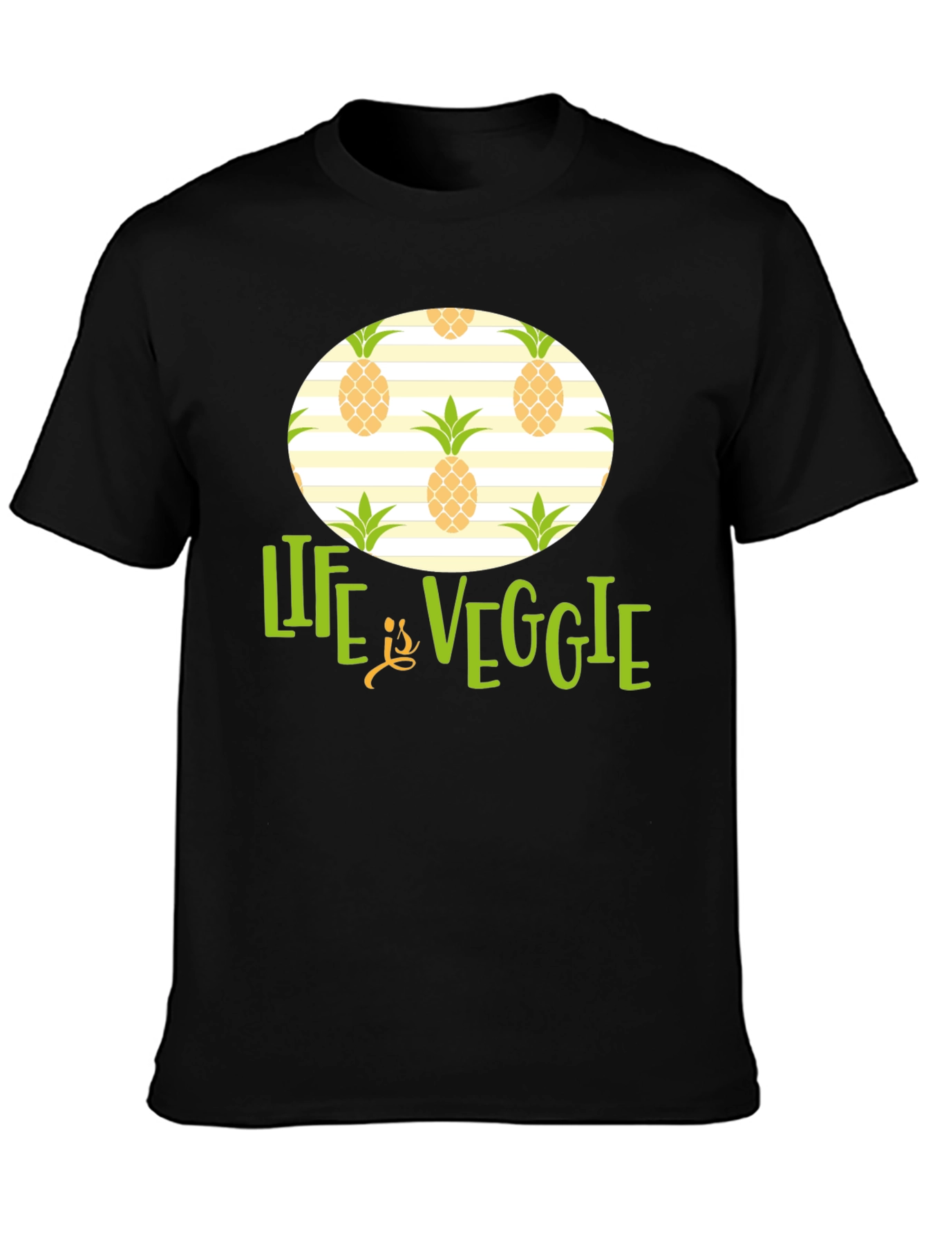 Life is Veggie Pineapple Pattern T-Shirt