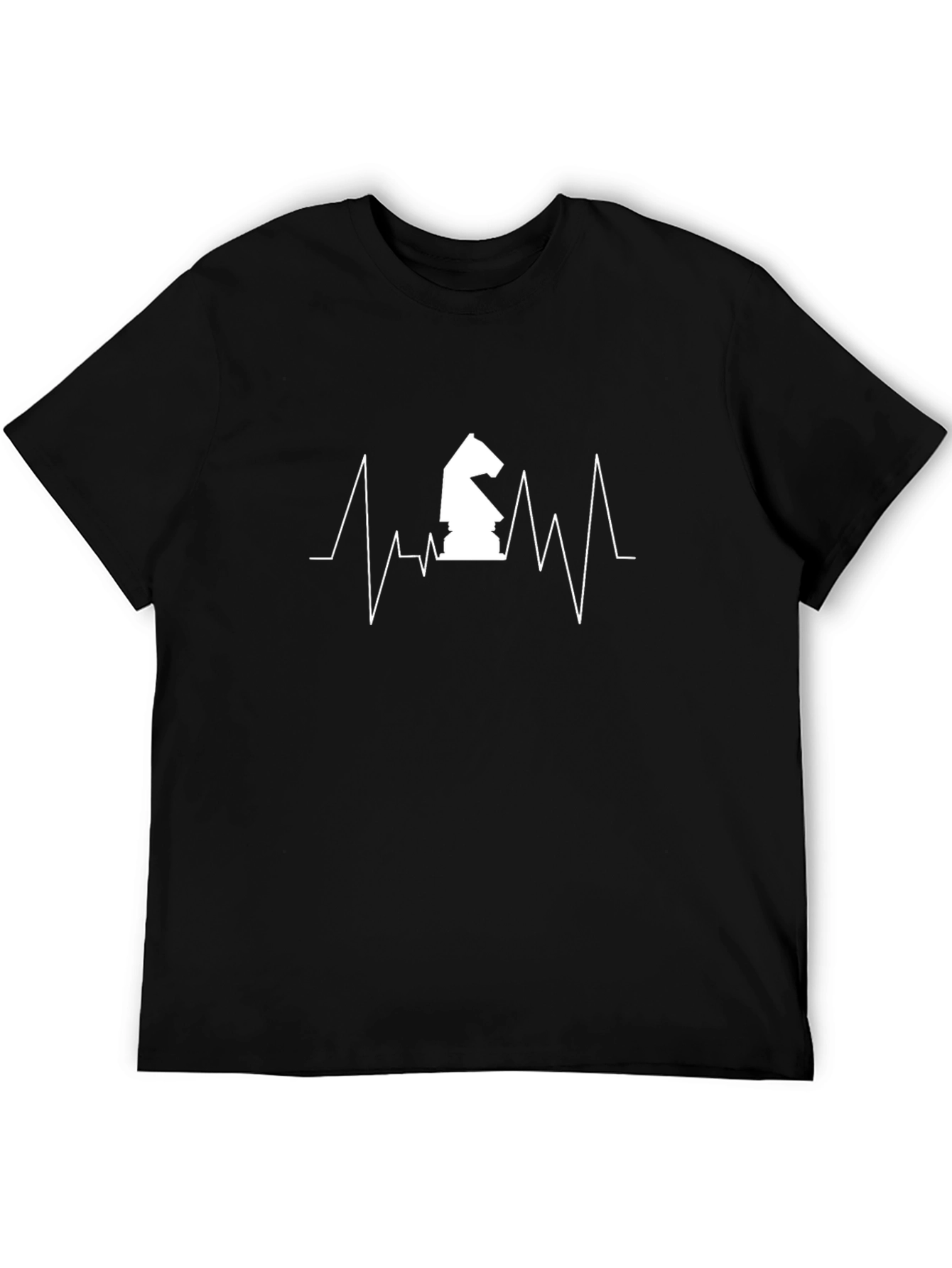 Chess Knight Heartbeat Graphic Tee - Black