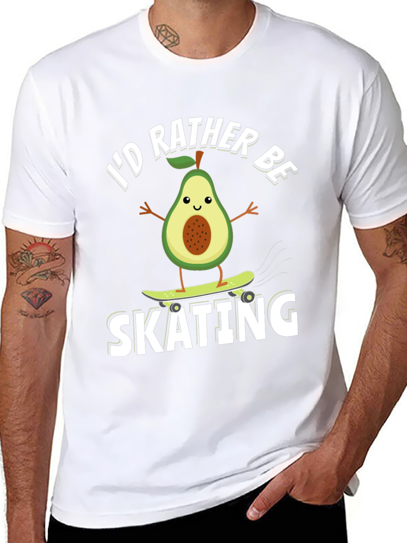 Avocado Skating T-Shirt - Funny Fruit Skateboarder Tee
