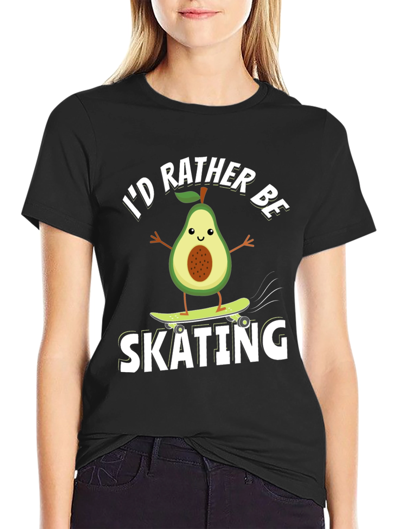 Avocado Skating T-Shirt - Funny Fruit Skateboarder Tee