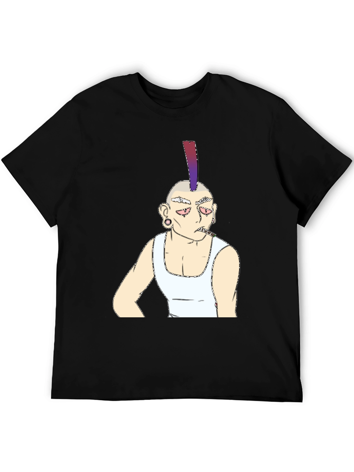 Punk Cartoon Graphic Print Black T-Shirt