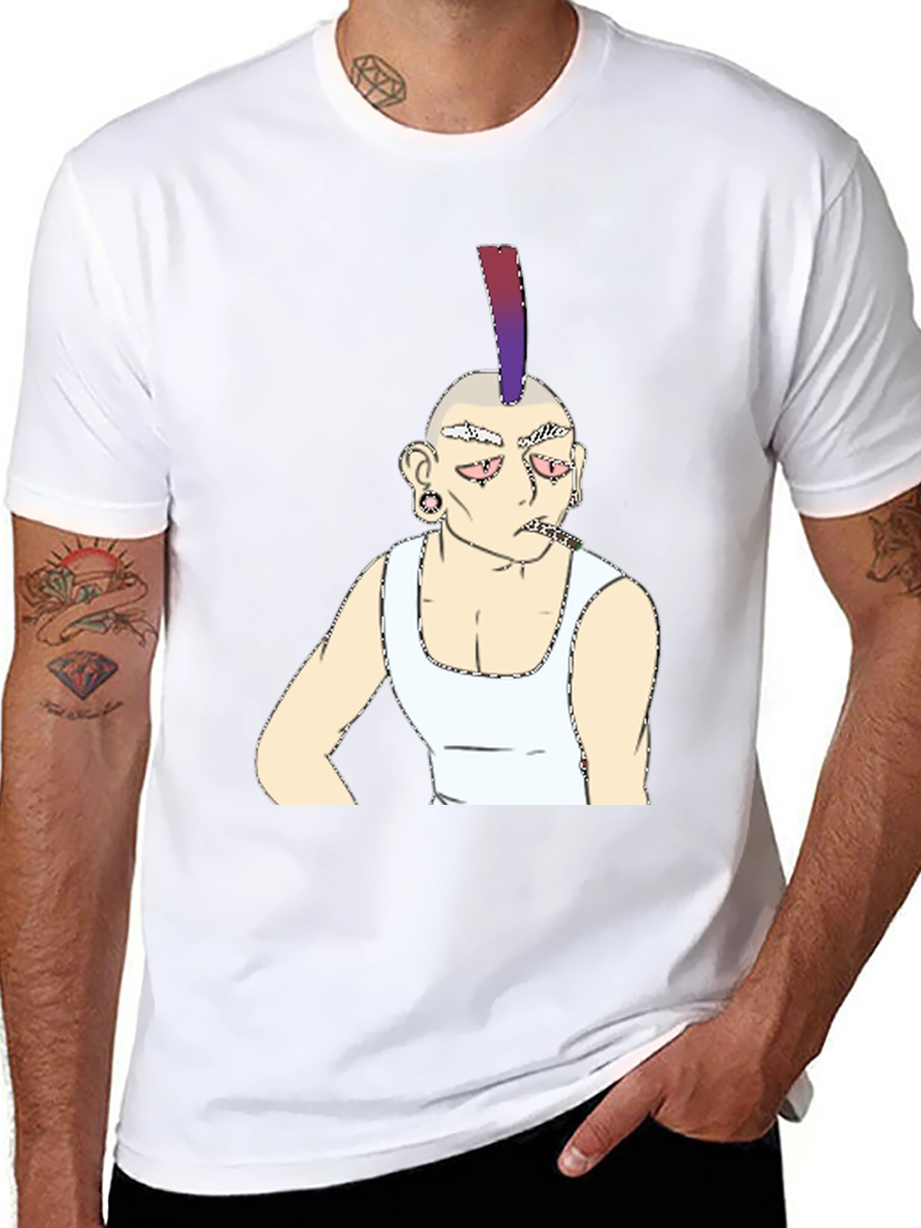Punk Cartoon Graphic Print Black T-Shirt
