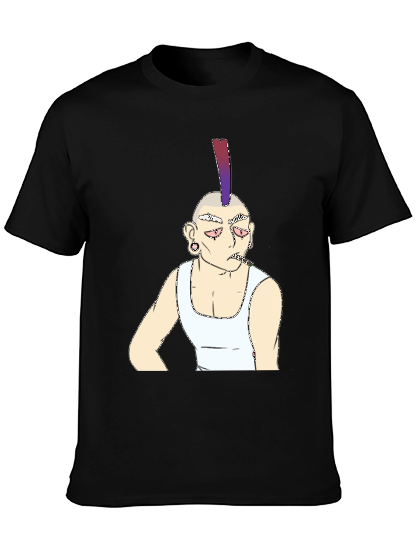 Punk Cartoon Graphic Print Black T-Shirt