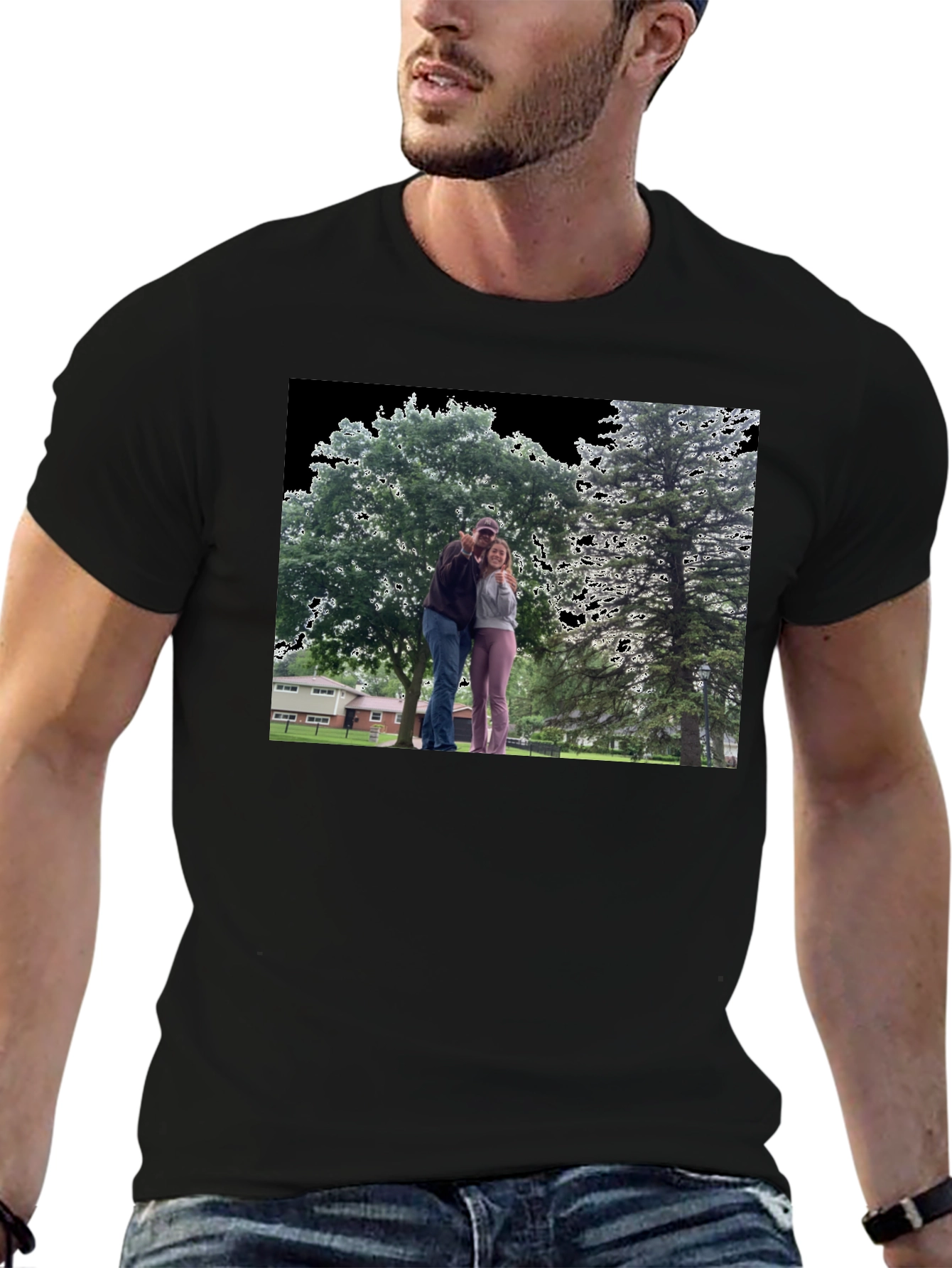Novelty Graphic T-Shirt with Custom Outdoor Scene Print