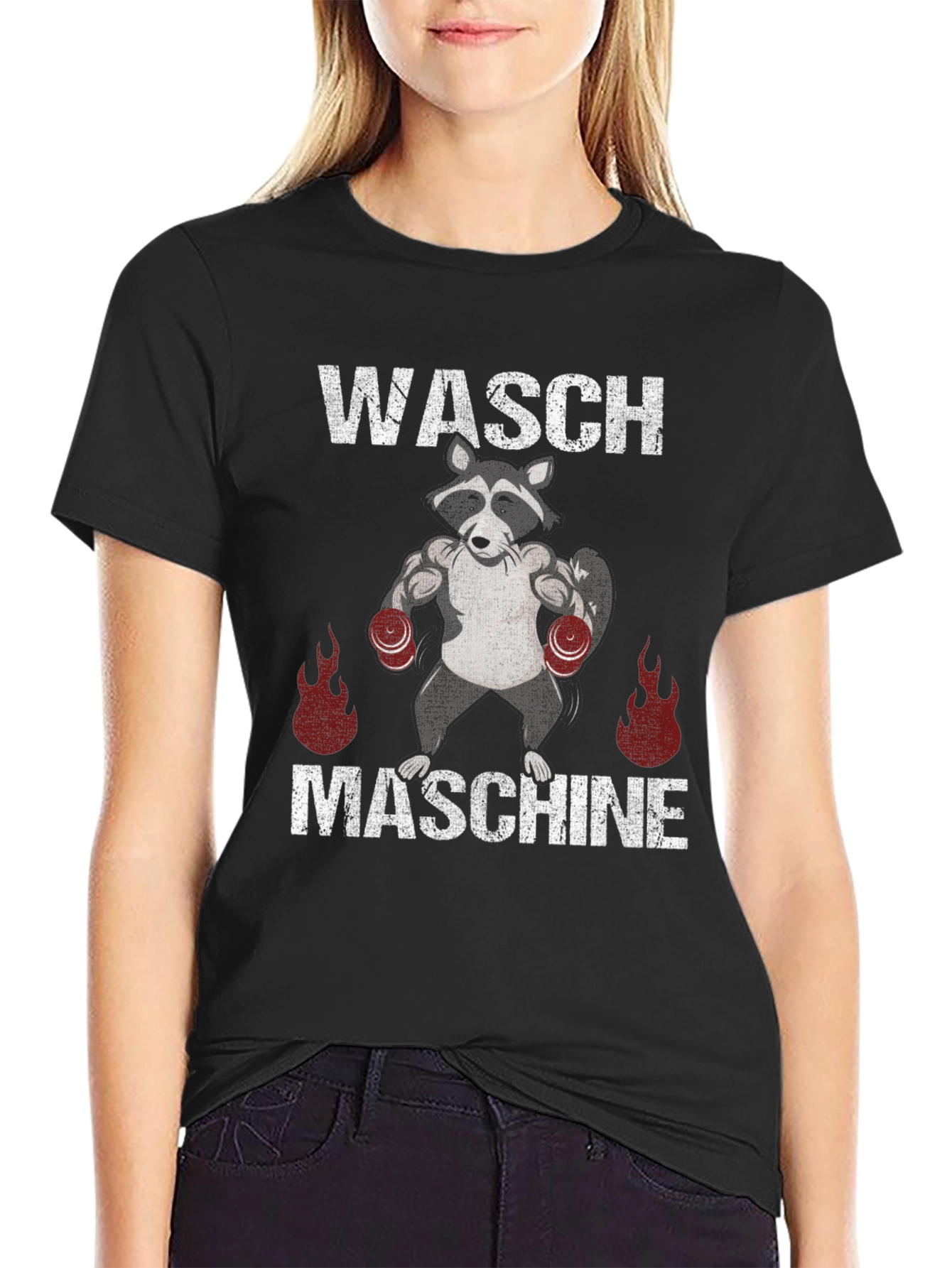Waschmaschine Raccoon Boxing T-Shirt