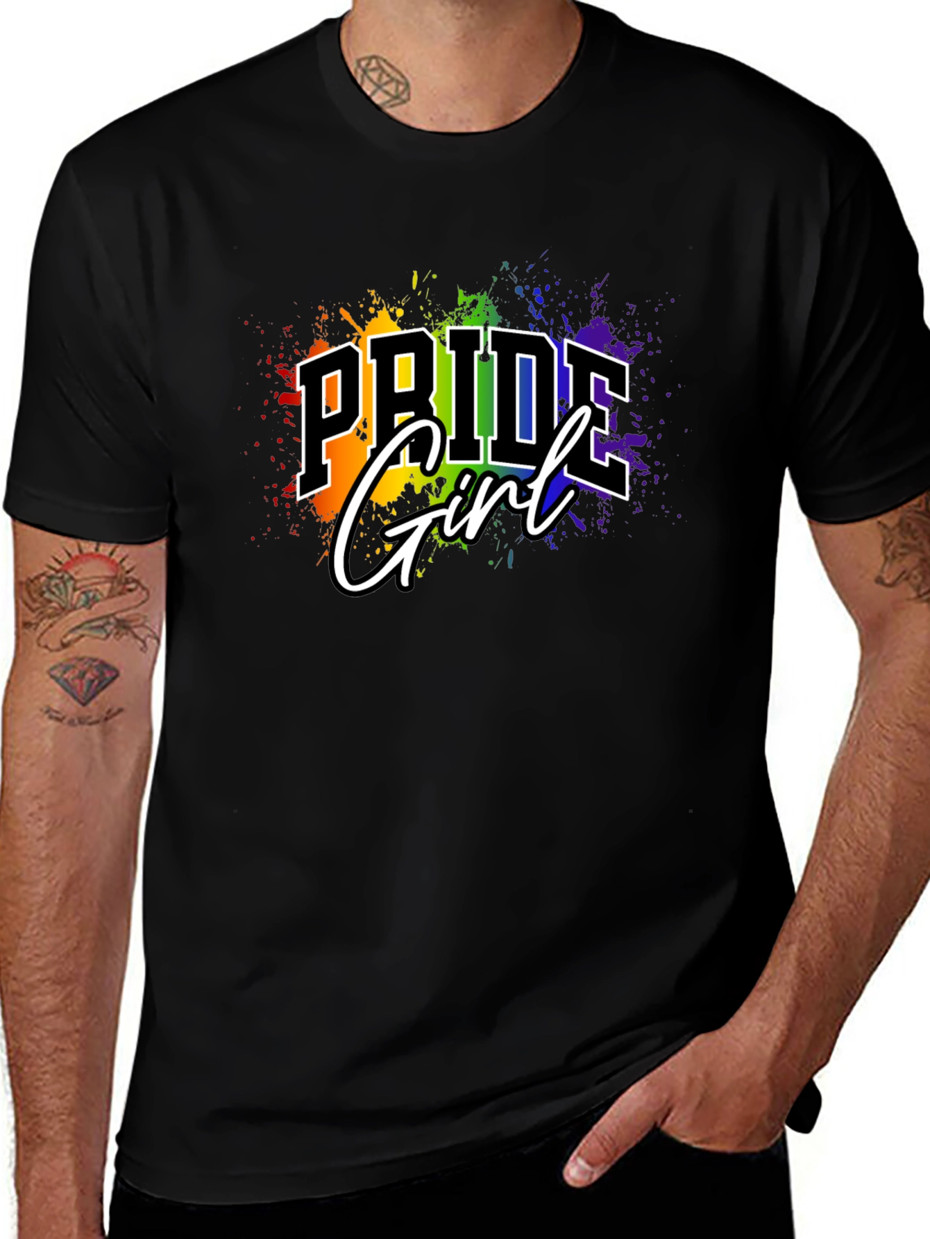 Pride Girl T-Shirt - Rainbow Splash Design