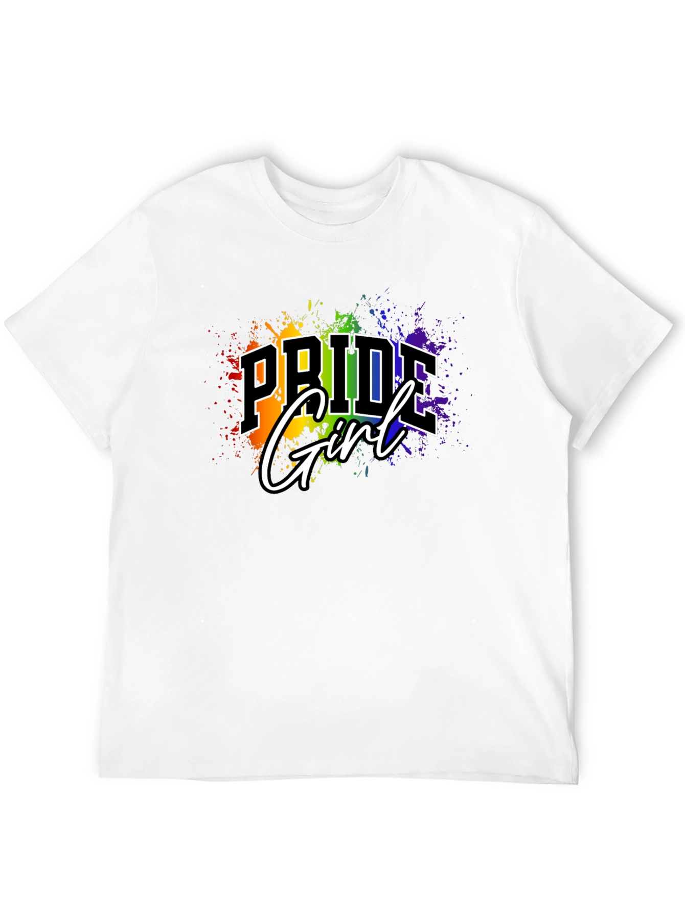 Pride Girl T-Shirt - Rainbow Splash Design