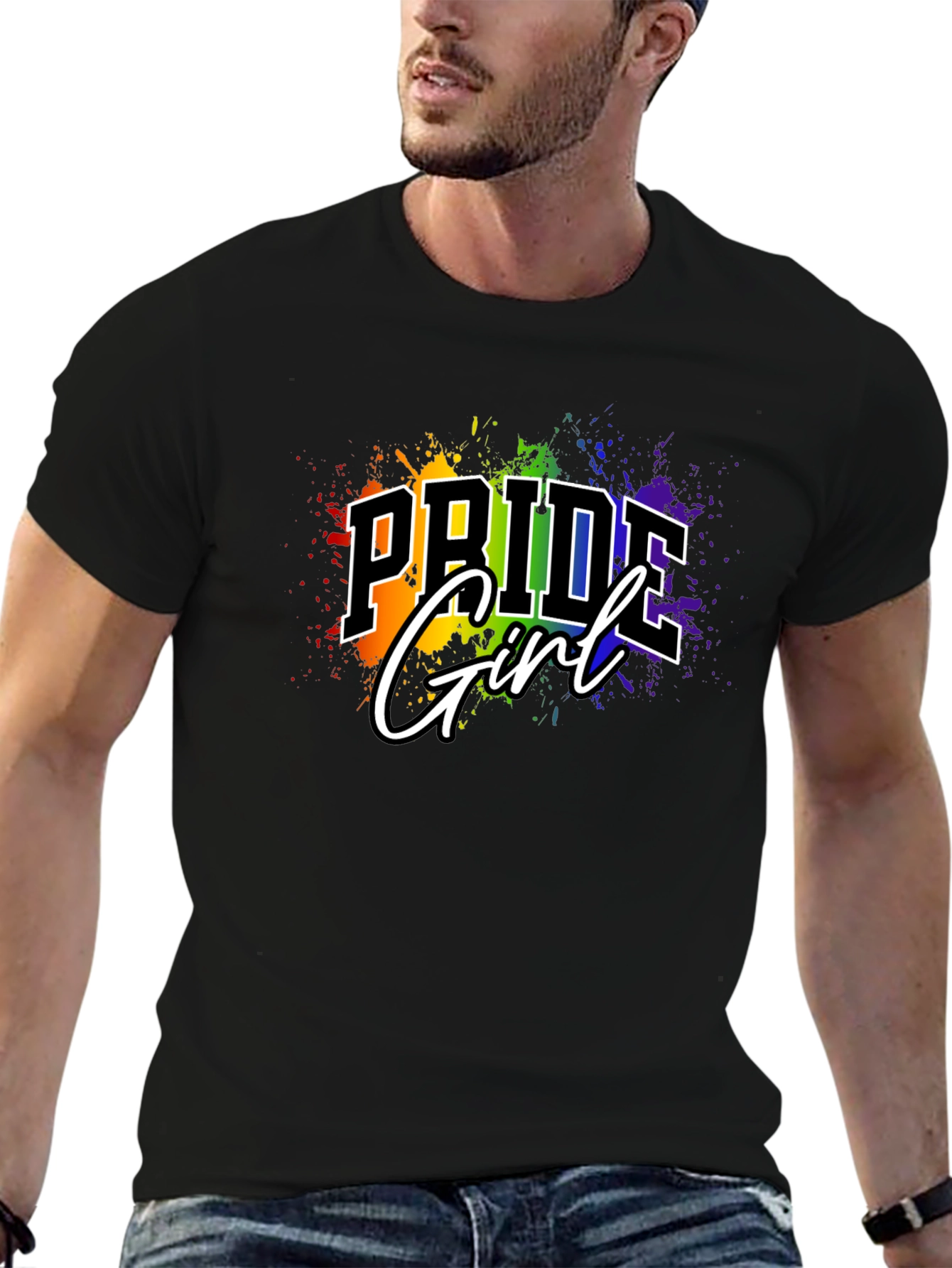 Pride Girl T-Shirt - Rainbow Splash Design