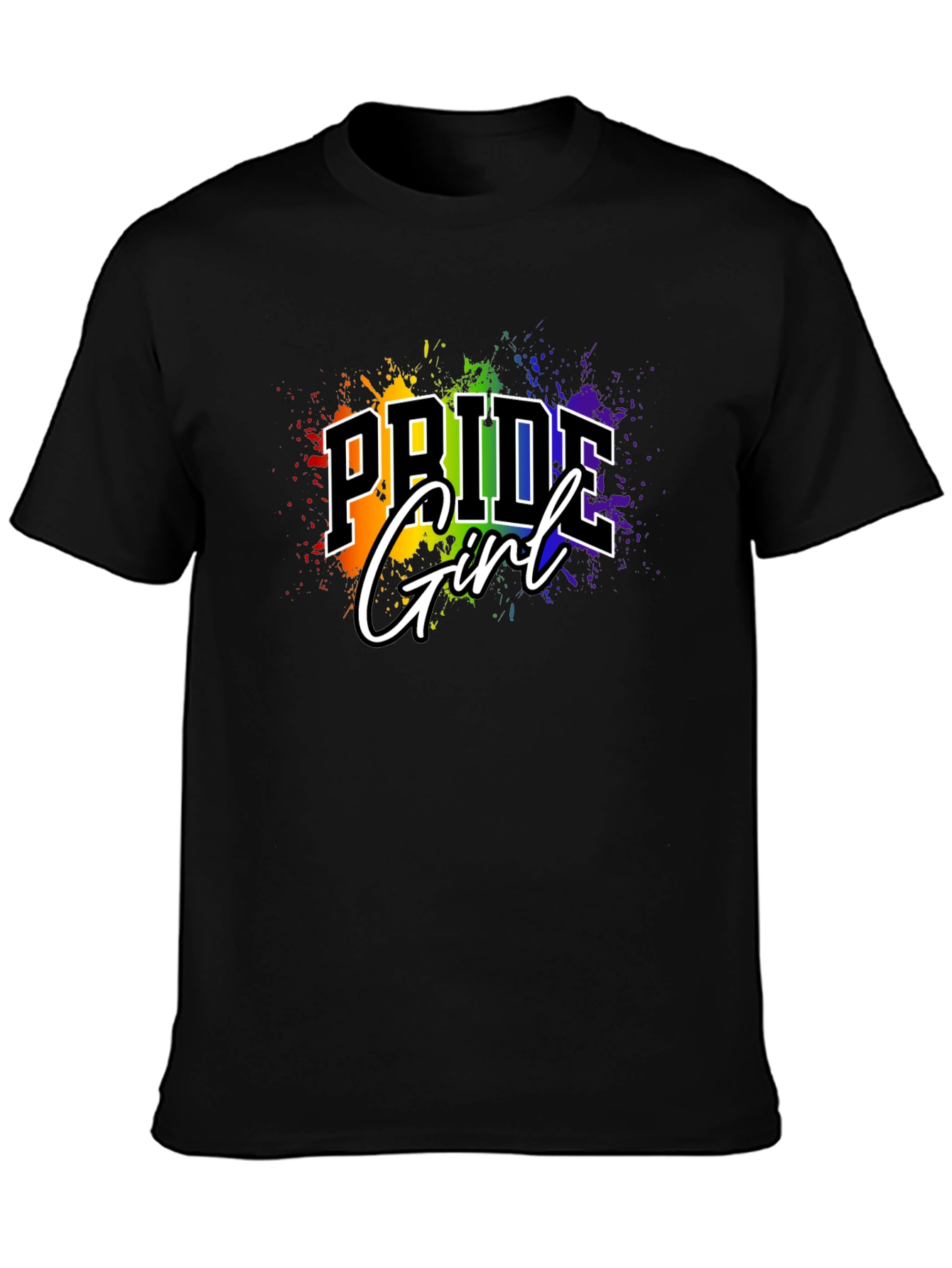 Pride Girl T-Shirt - Rainbow Splash Design