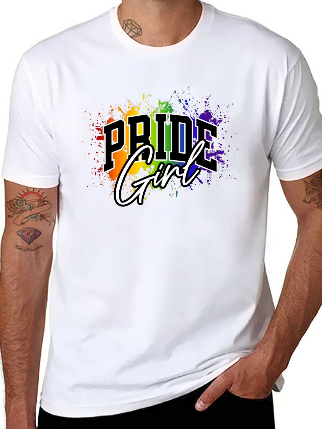 Pride Girl T-Shirt - Rainbow Splash Design