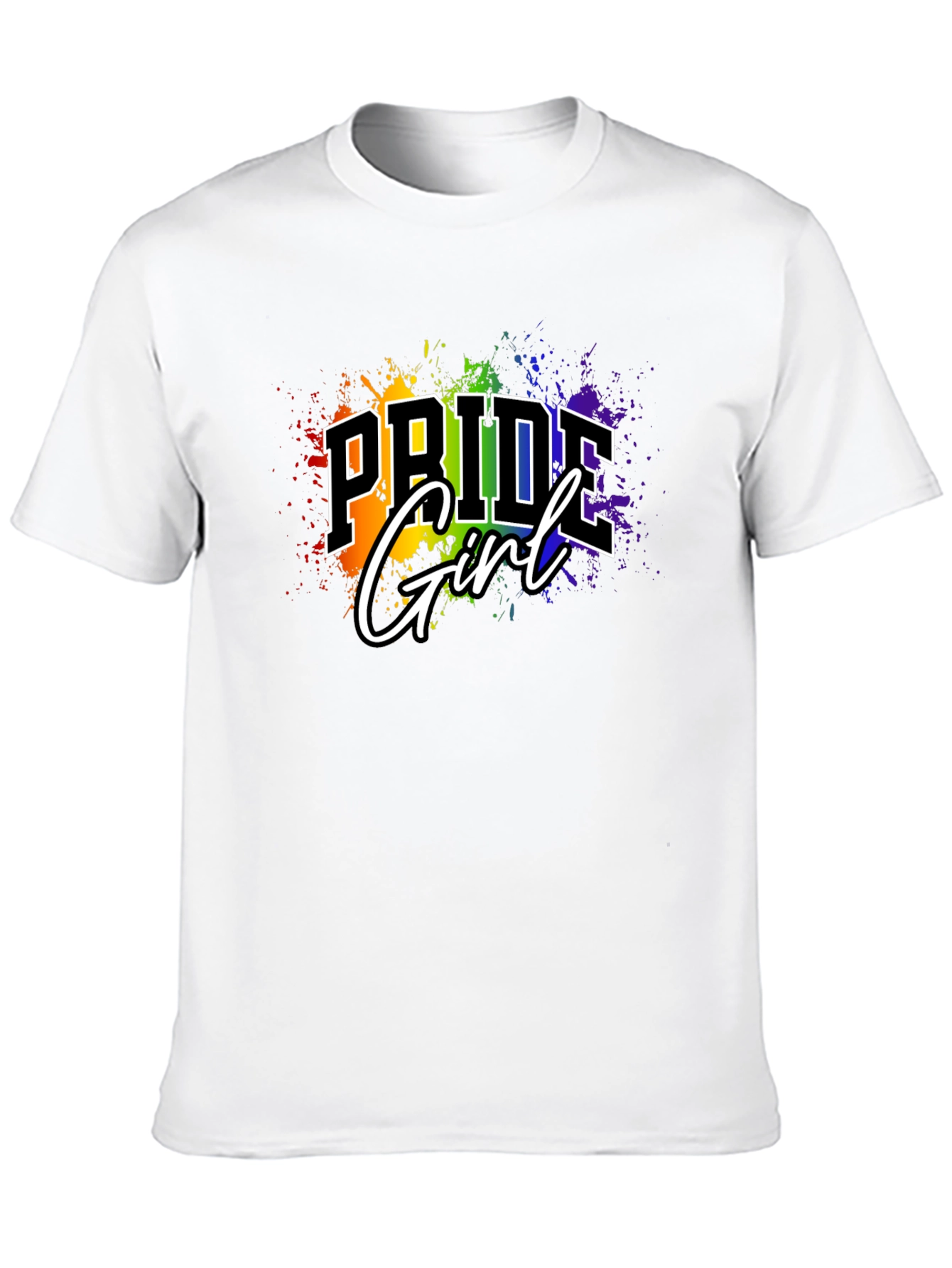 Pride Girl T-Shirt - Rainbow Splash Design