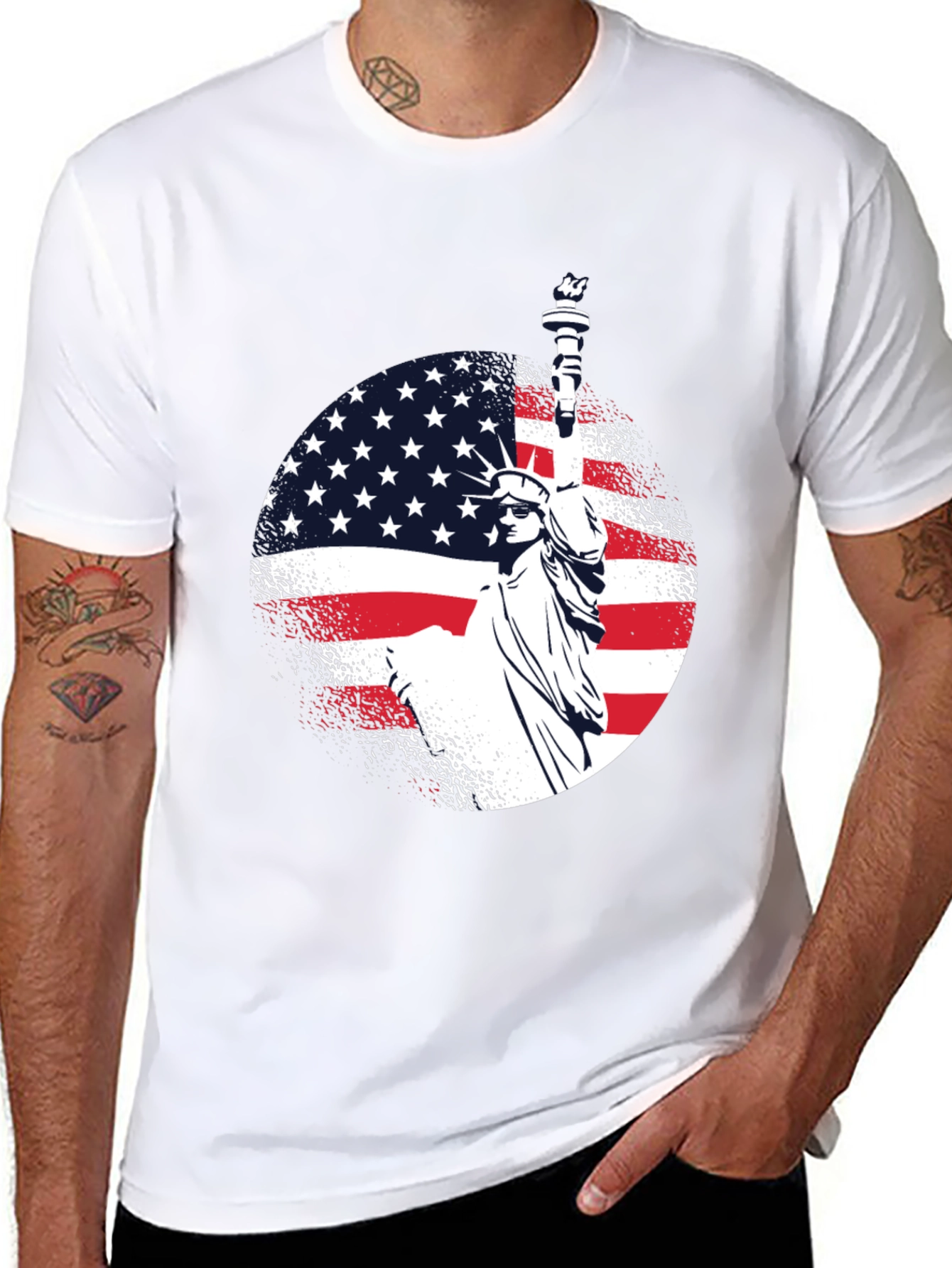 Statue of Liberty Patriotic USA Flag T-Shirt