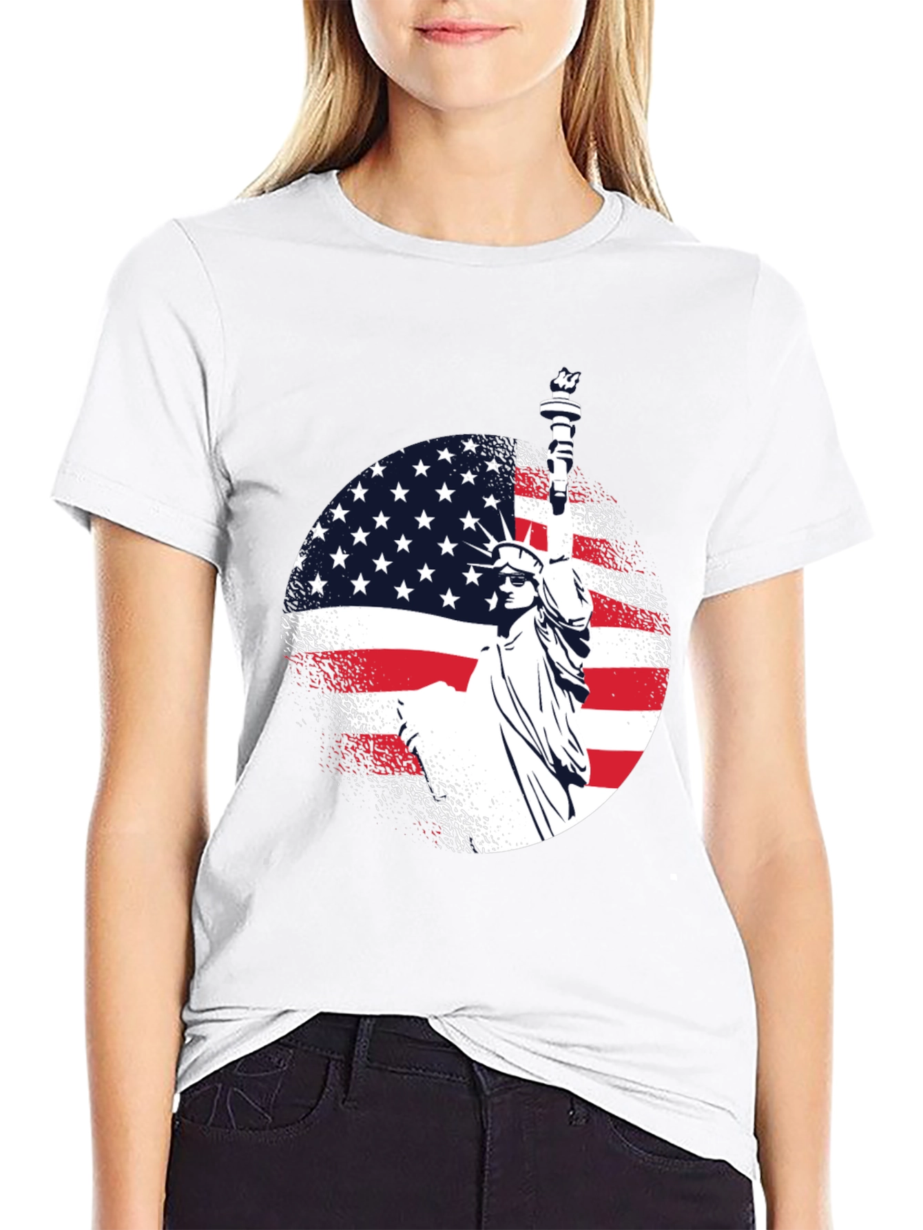 Statue of Liberty Patriotic USA Flag T-Shirt