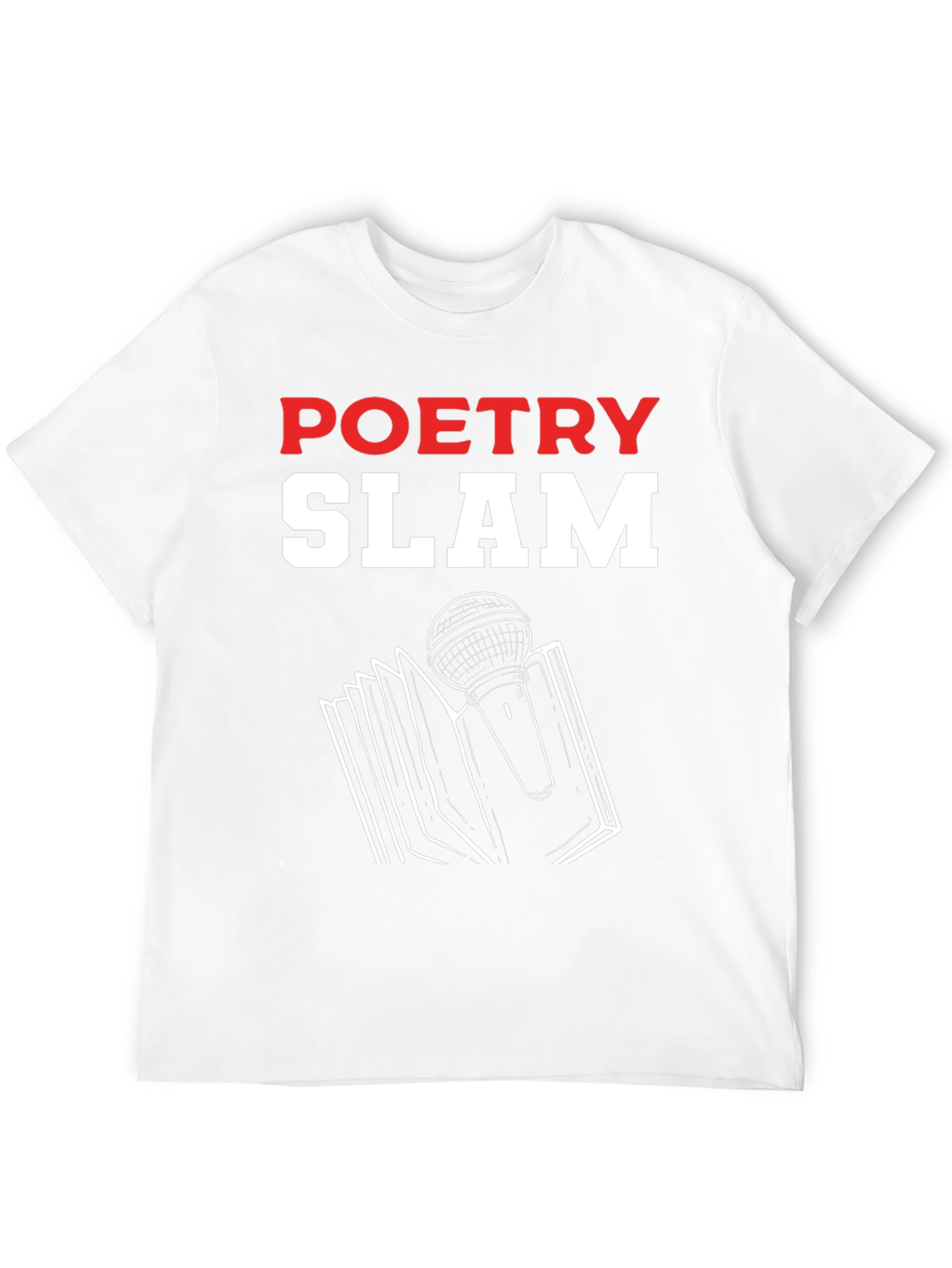 Poetry Slam Graphic T-Shirt - Book & Microphone Design