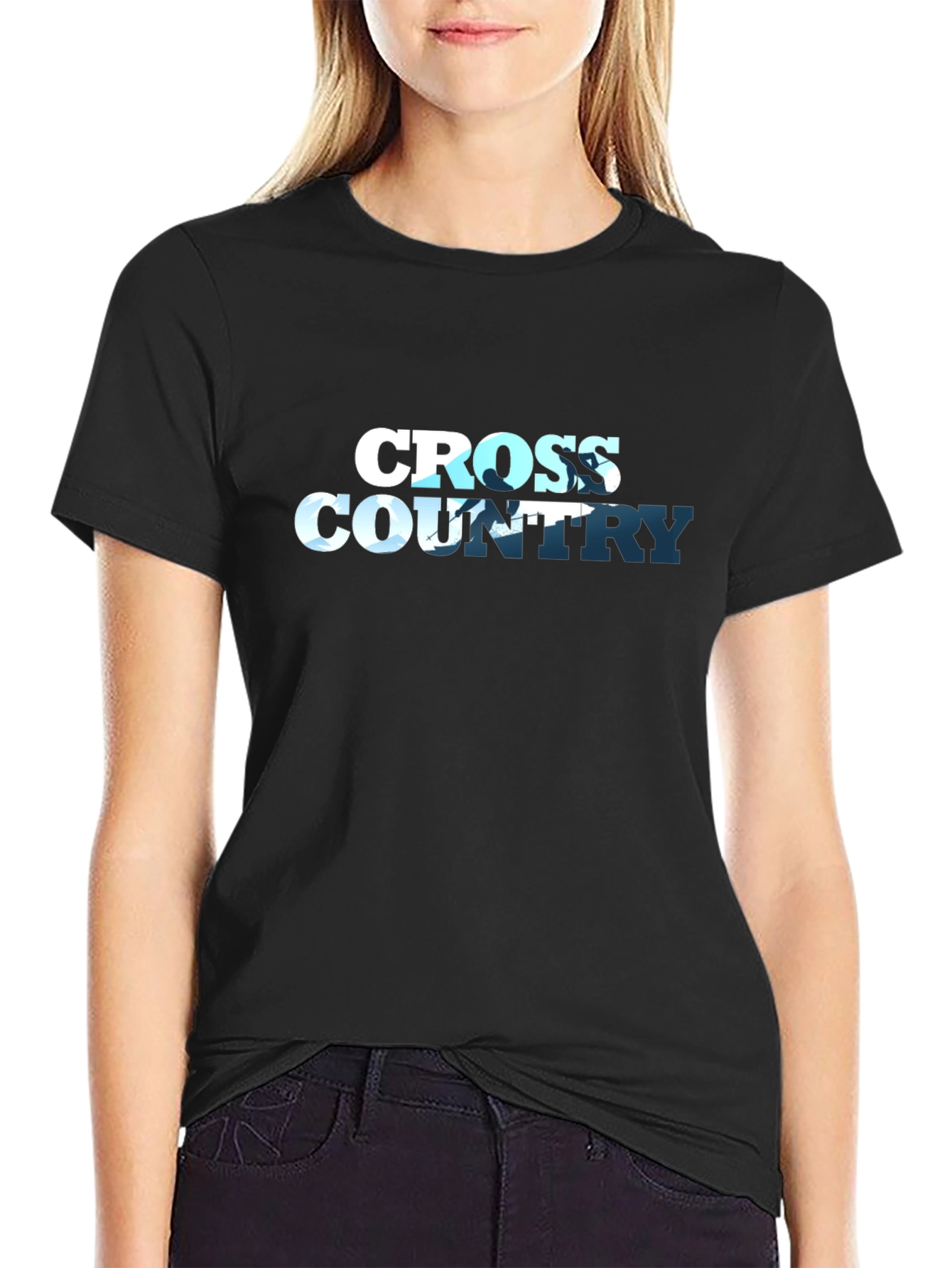 Cross Country Running Graphic Tee - Black
