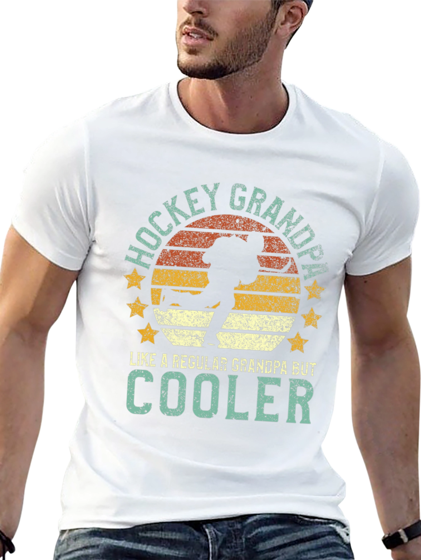 Hockey Grandpa Graphic T-Shirt - Cool Grandpa Tee