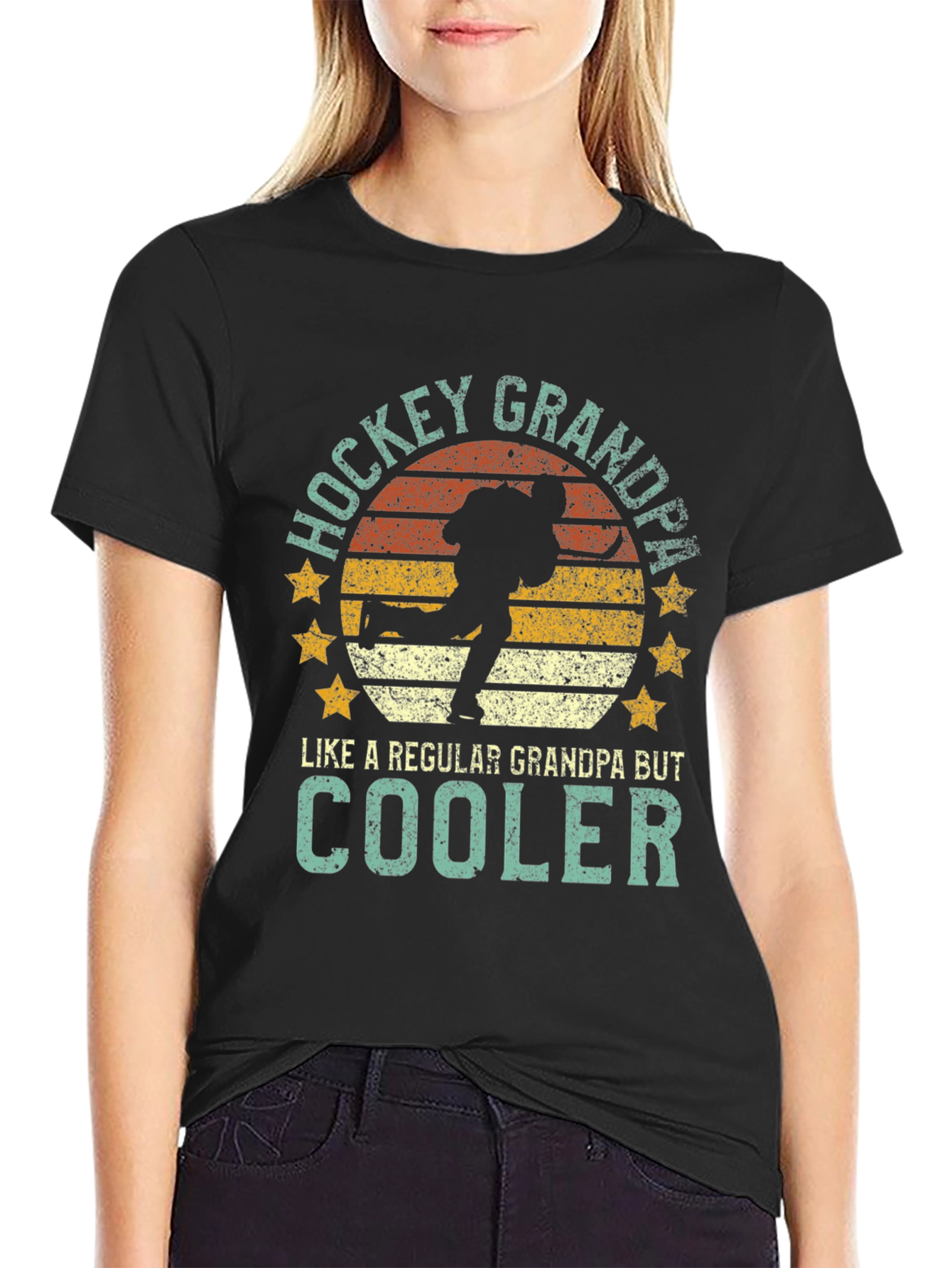 Hockey Grandpa Graphic T-Shirt - Cool Grandpa Tee