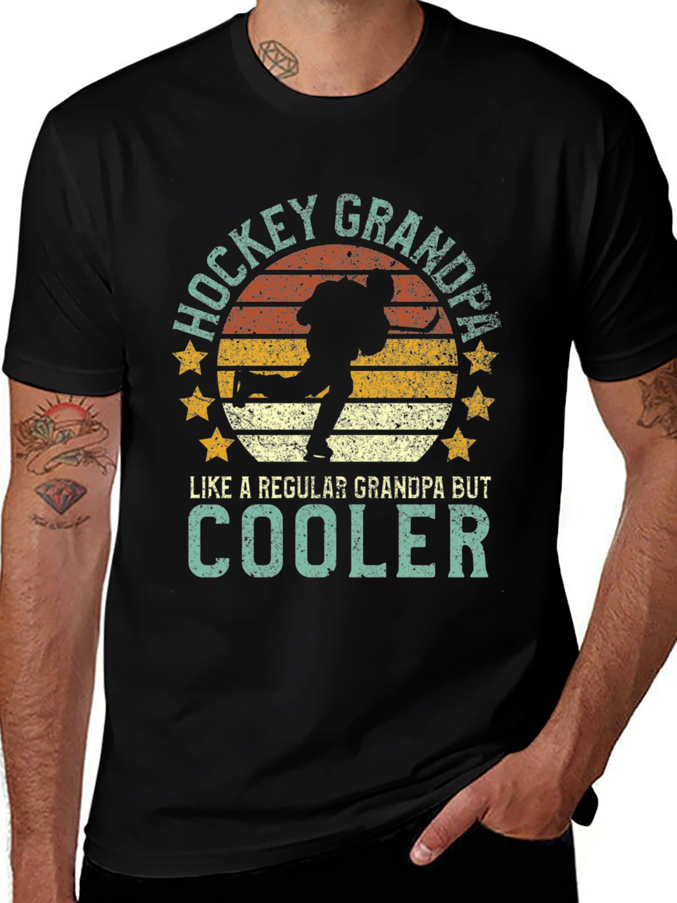 Hockey Grandpa Graphic T-Shirt - Cool Grandpa Tee
