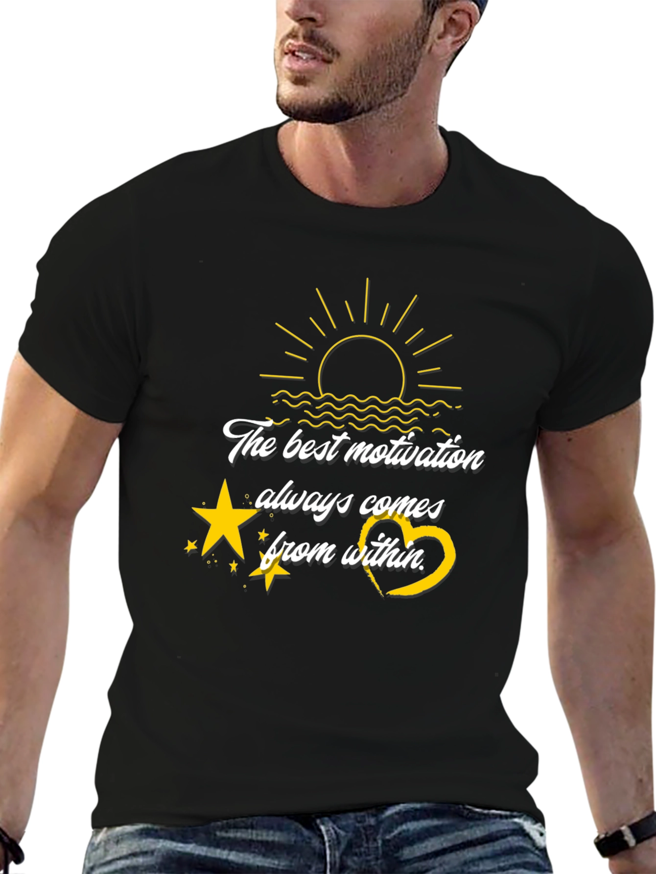 Motivational Black T-Shirt: The Best Motivation Comes From Within
