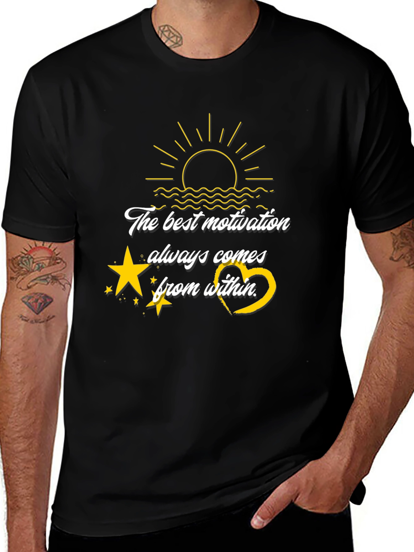 Motivational Black T-Shirt: The Best Motivation Comes From Within