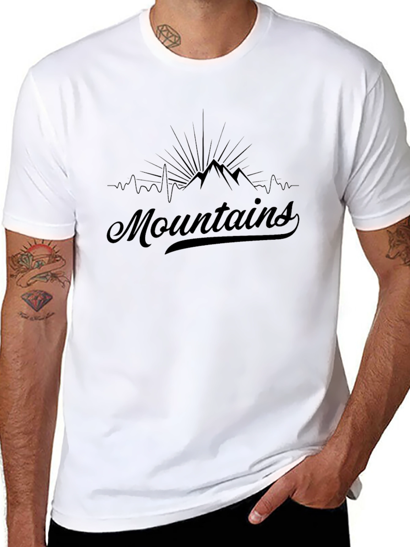 Mountains Graphic Black T-Shirt