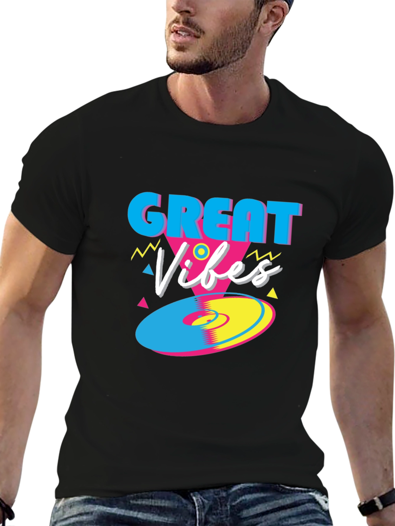 Great Vibes Retro T-Shirt - Funky 80s Style Tee