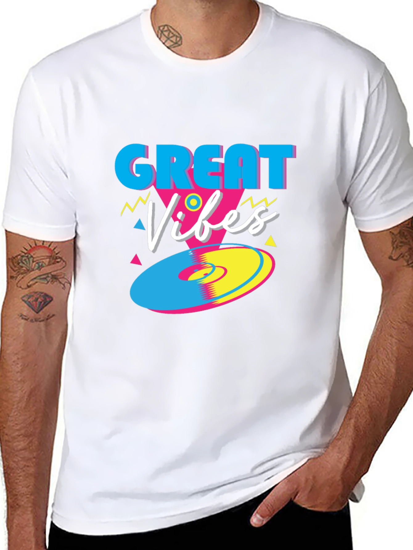 Great Vibes Retro T-Shirt - Funky 80s Style Tee