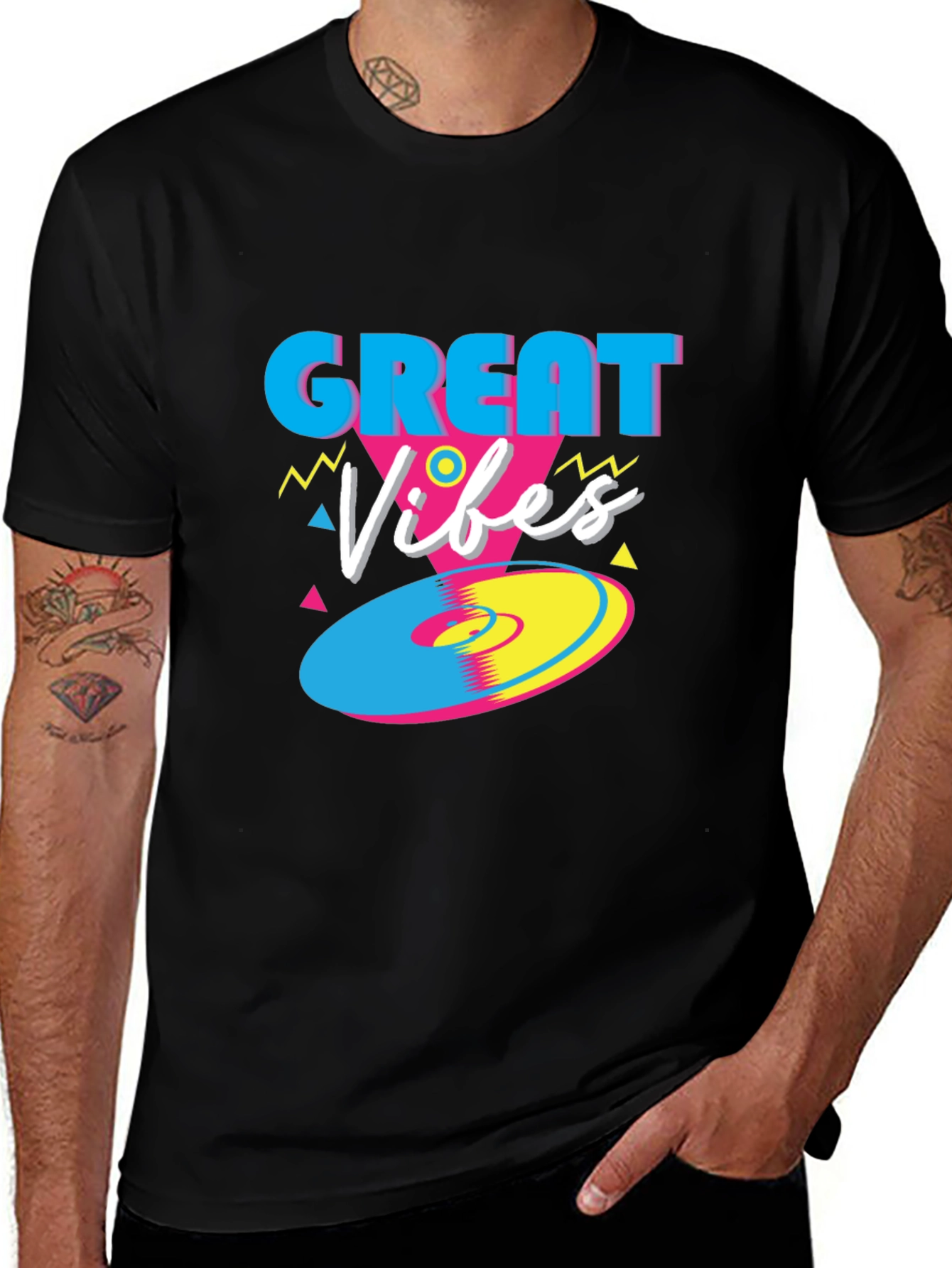 Great Vibes Retro T-Shirt - Funky 80s Style Tee