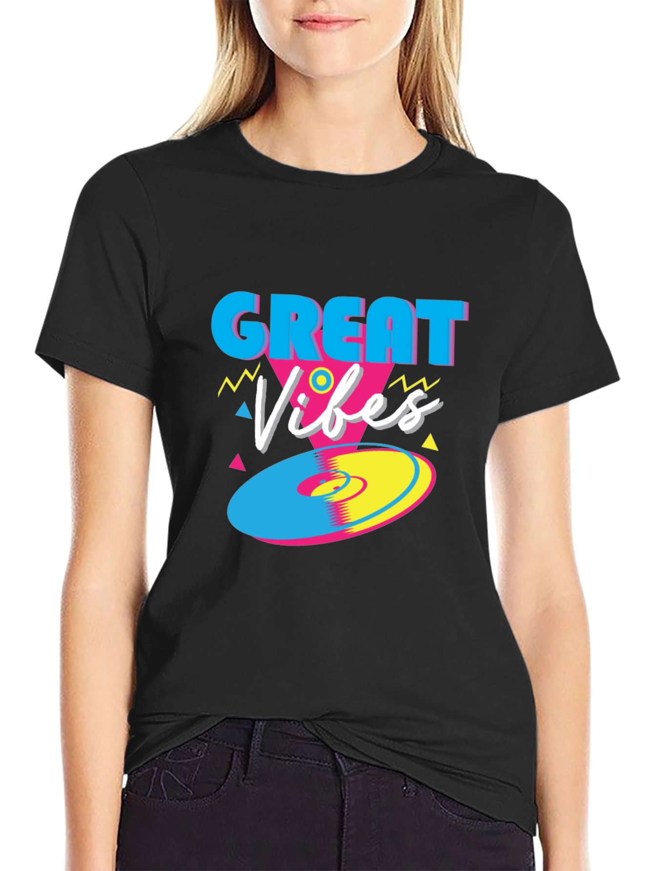 Great Vibes Retro T-Shirt - Funky 80s Style Tee