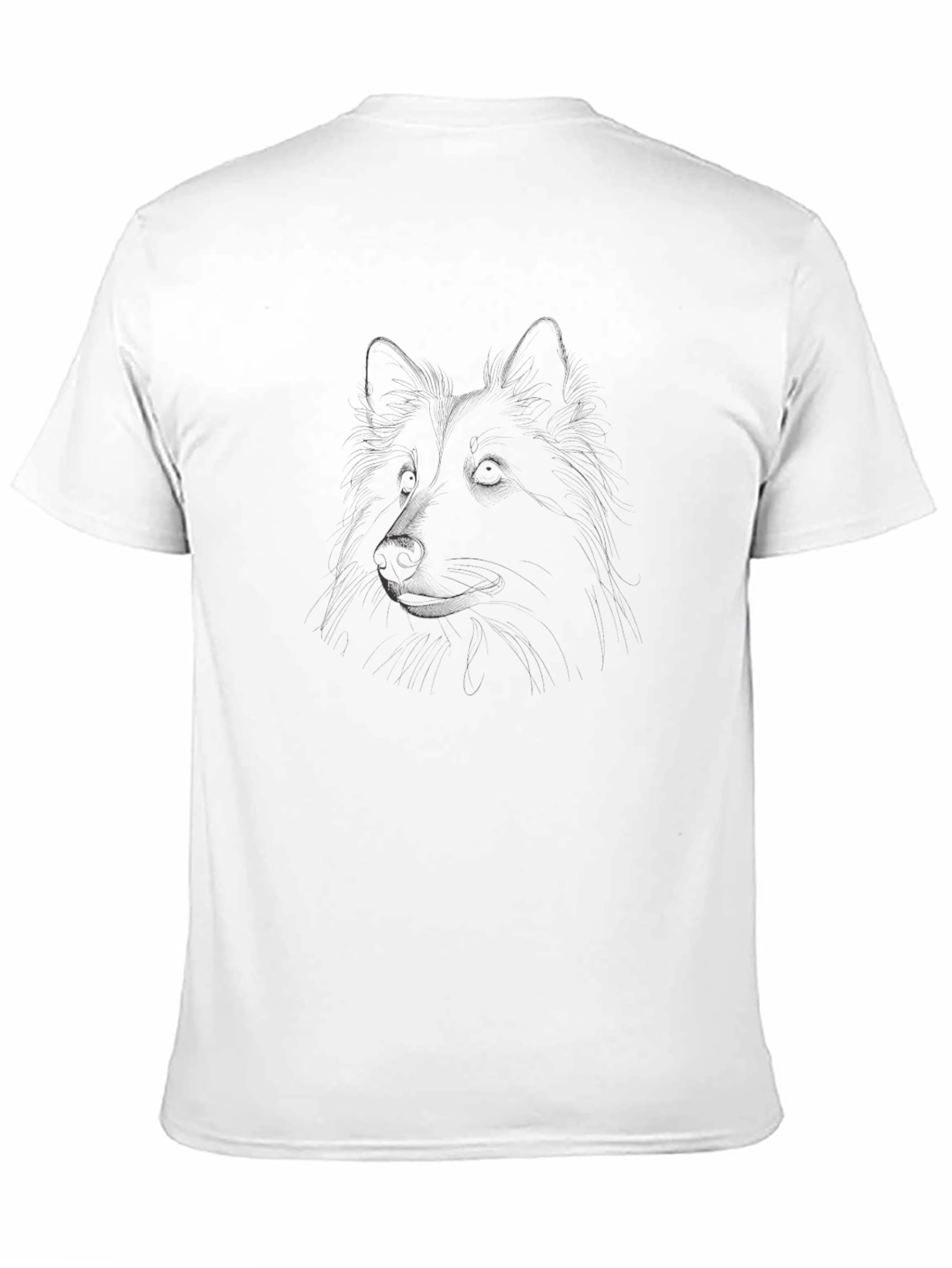 Mens Black T-Shirt with Dog Sketch