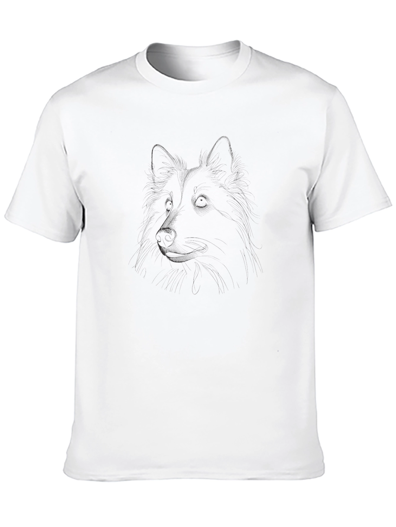 Mens Black T-Shirt with Dog Sketch