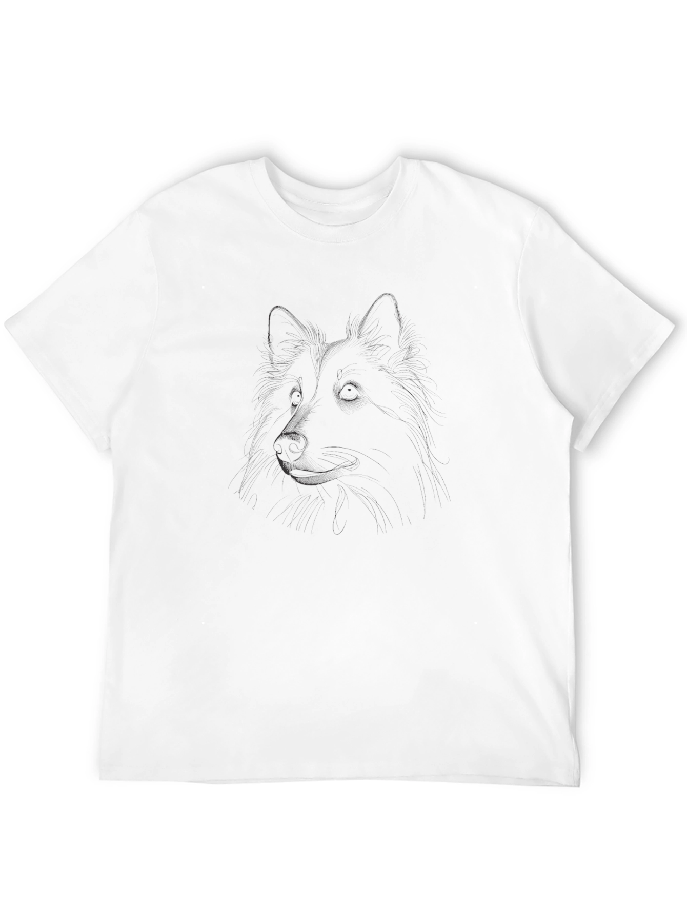 Mens Black T-Shirt with Dog Sketch