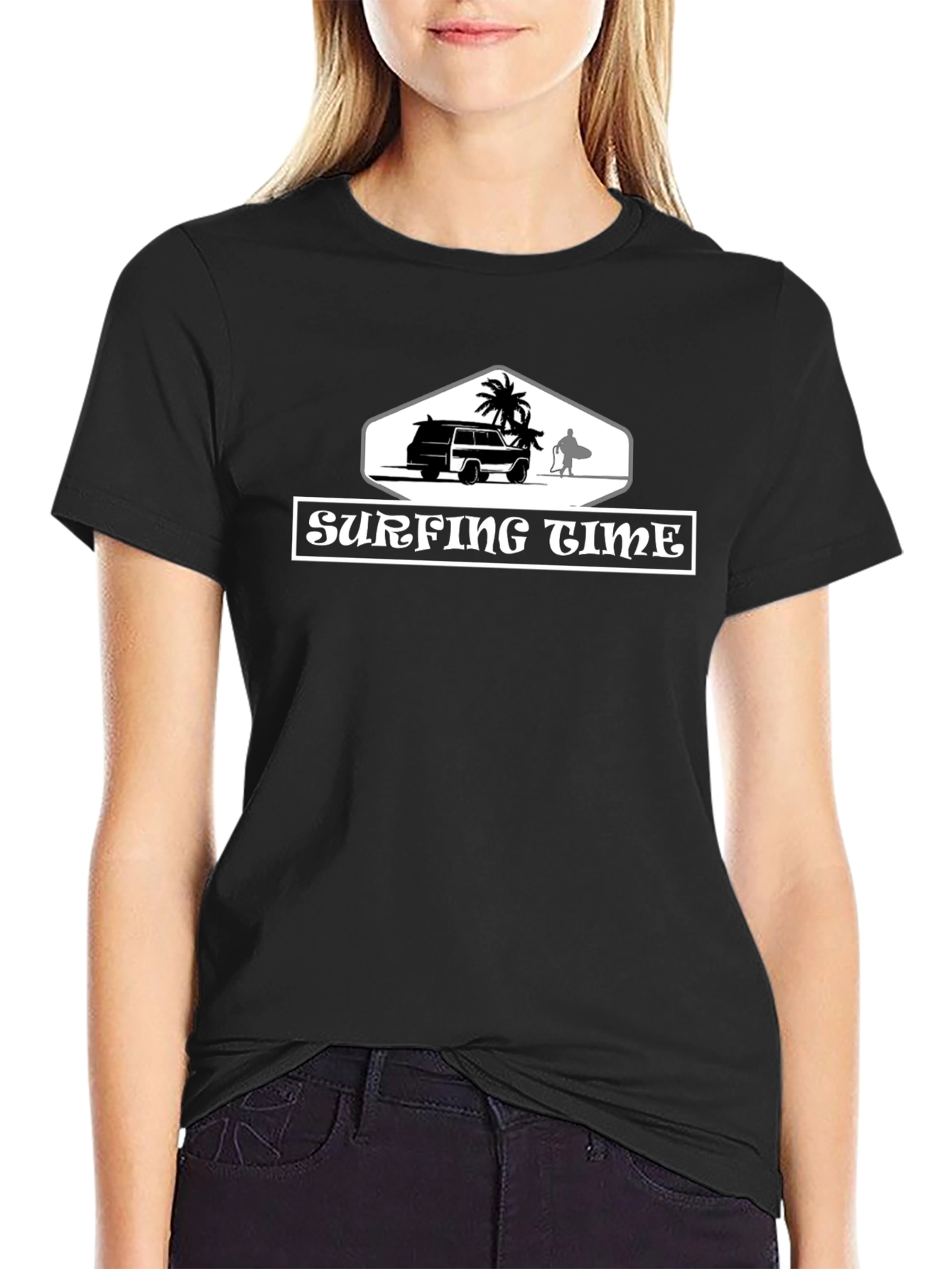 Surfing Time Graphic Tee - Black