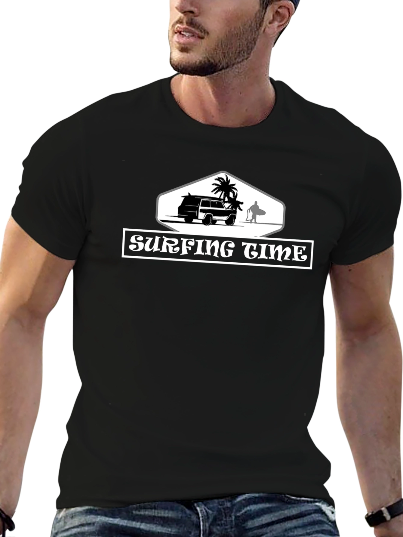 Surfing Time Graphic Tee - Black