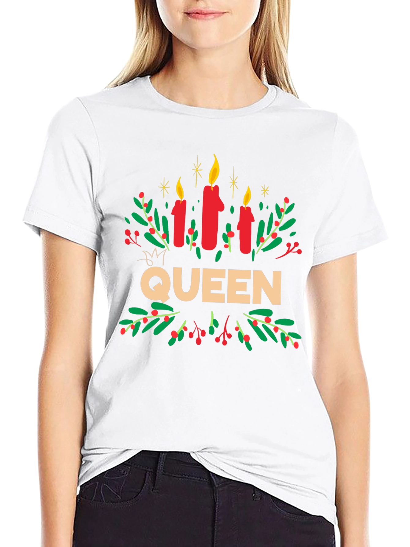 Queen Candles Graphic Tee - Festive Holiday Shirt