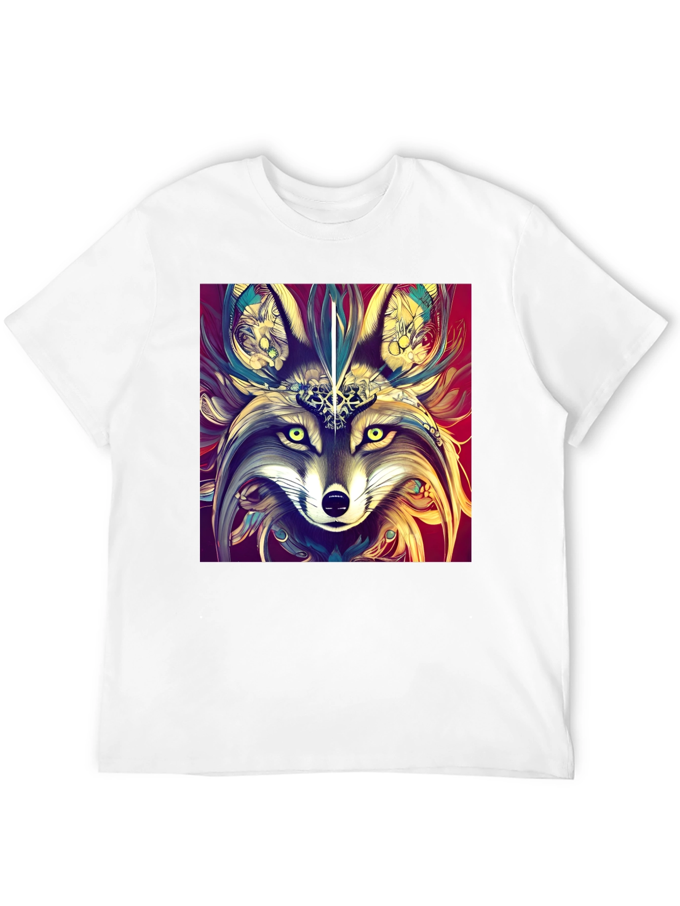 Artistic Wolf Graphic Black T-Shirt
