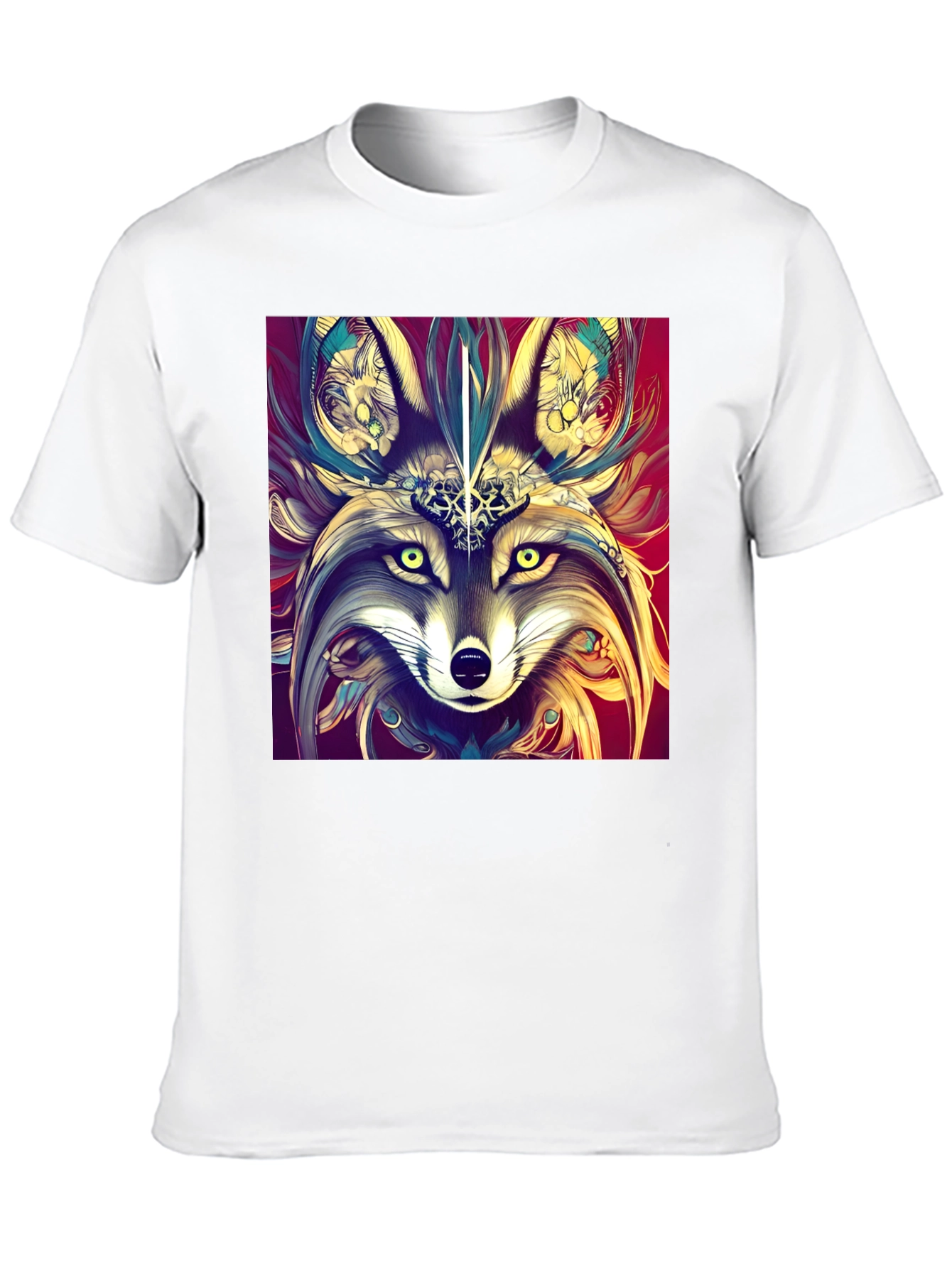 Artistic Wolf Graphic Black T-Shirt