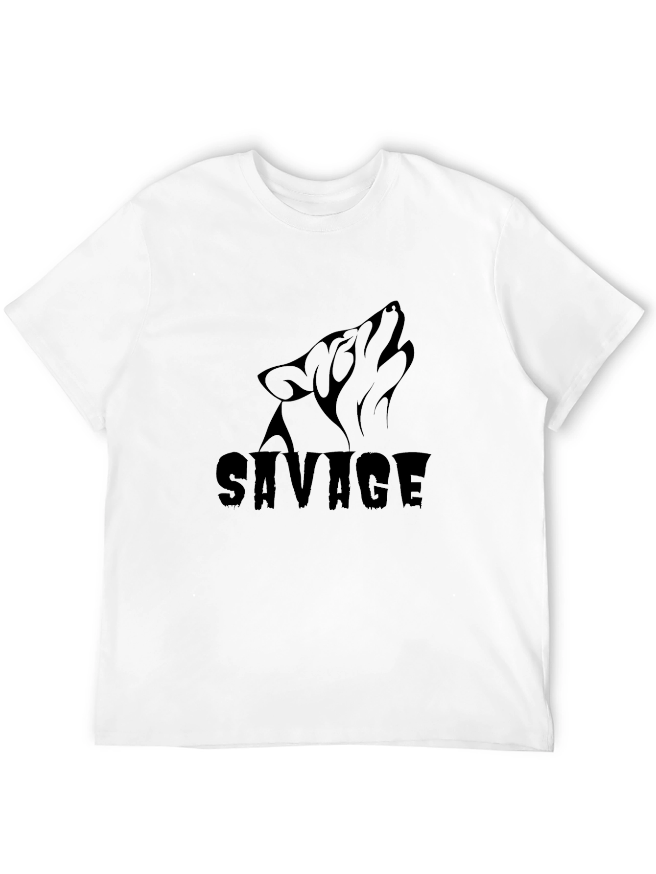 Savage Wolf Graphic T-Shirt - Black Crew Neck Tee