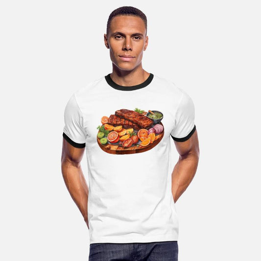 Grilled Steak Platter On A Wooden Board