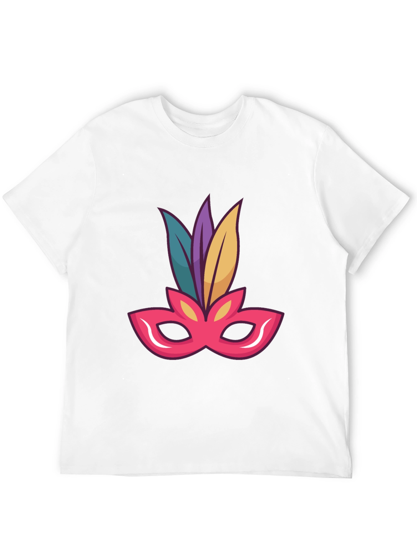 Black T-Shirt with Mardi Gras Mask Graphic