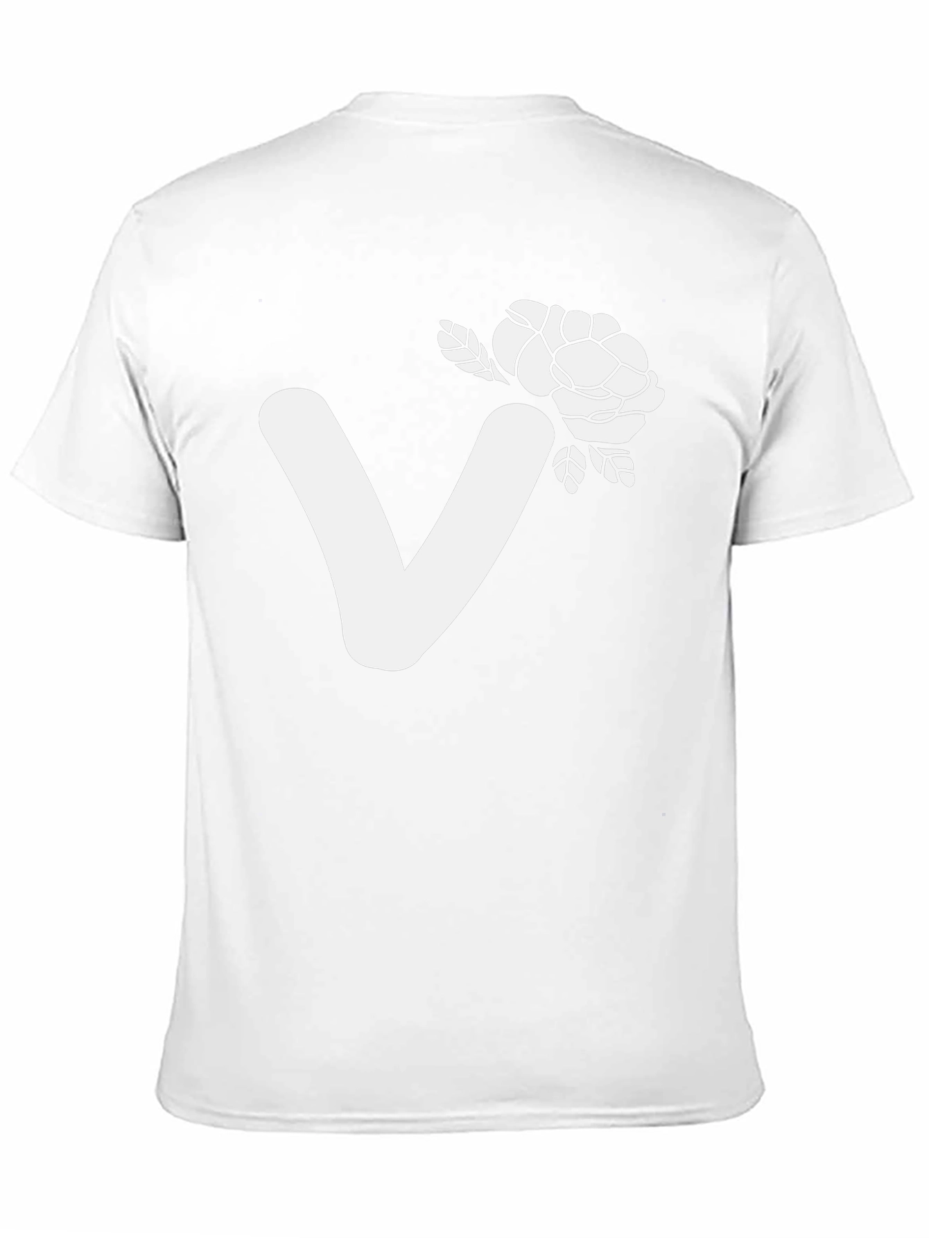 Black T-Shirt with White V and Floral Design