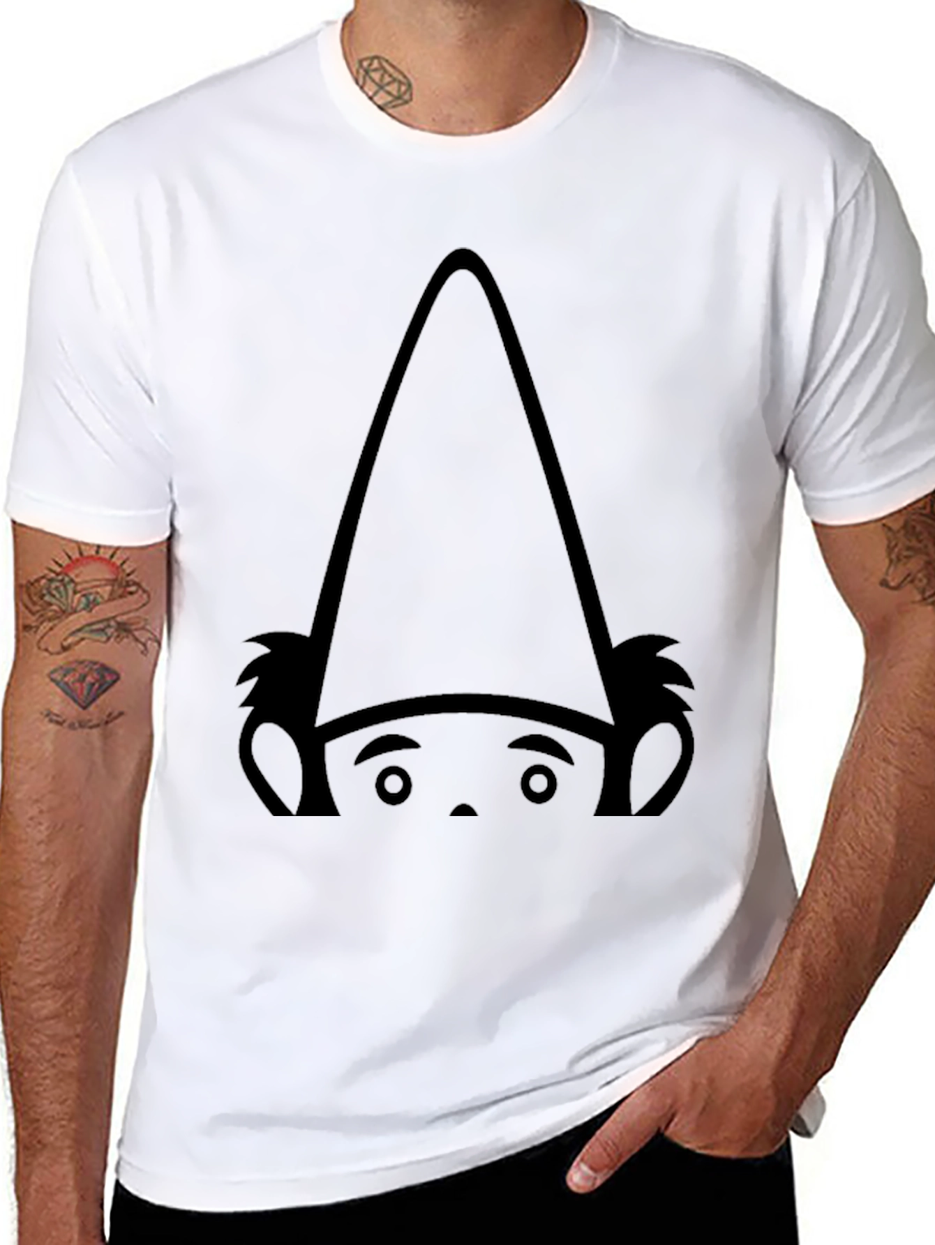 Funny Gnome Graphic Black T-Shirt
