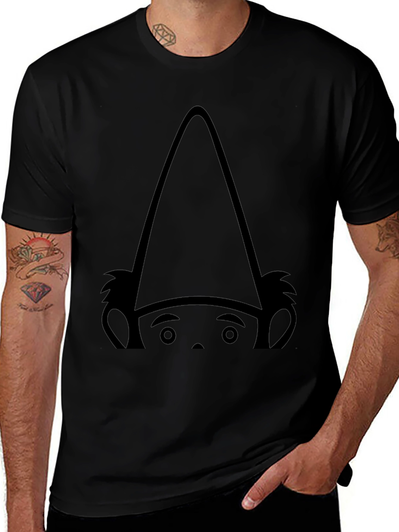 Funny Gnome Graphic Black T-Shirt