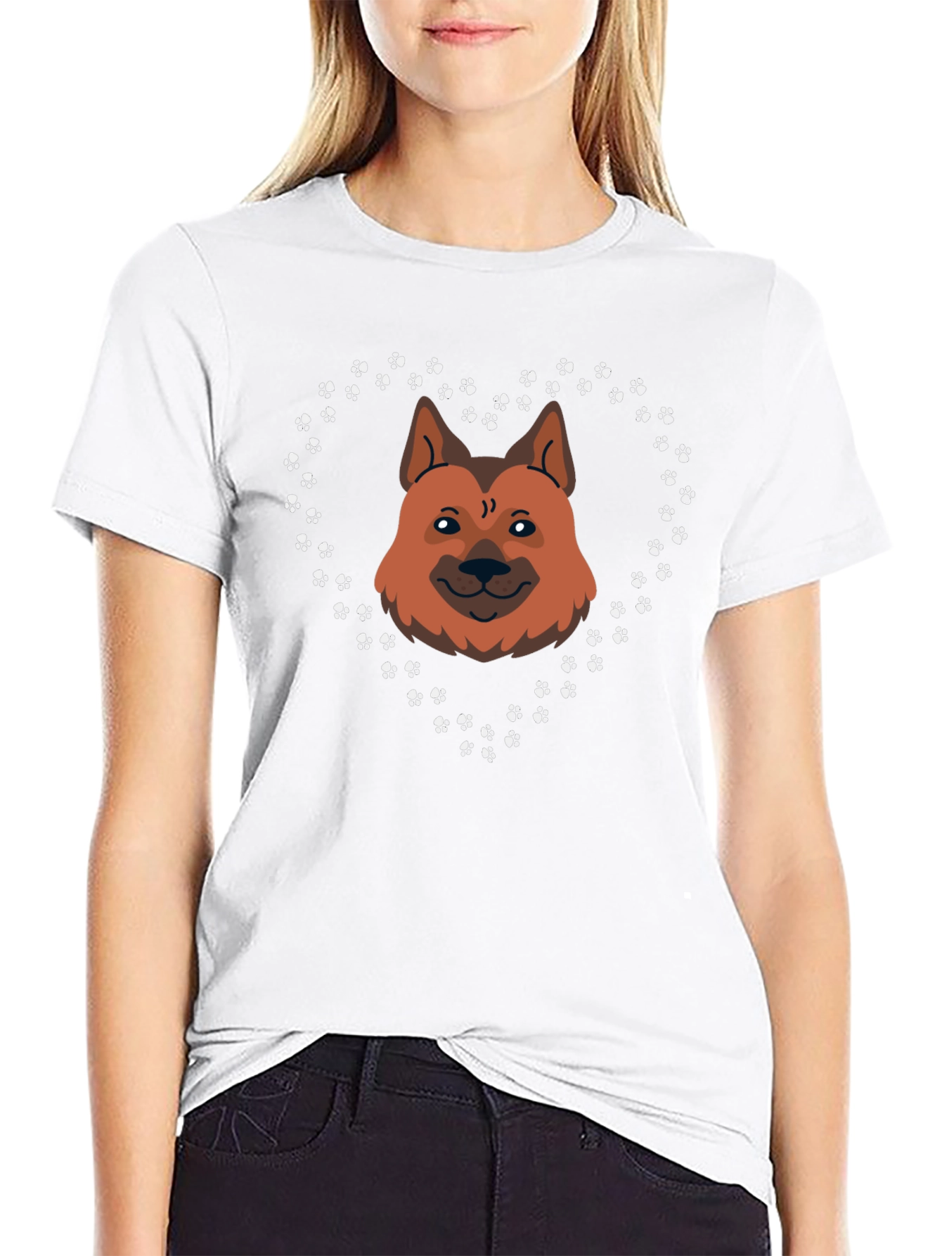 Dog Breed Heart Print Black T-Shirt