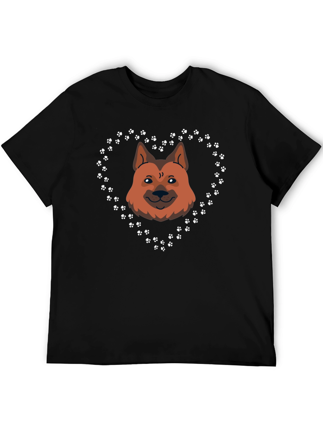 Dog Breed Heart Print Black T-Shirt
